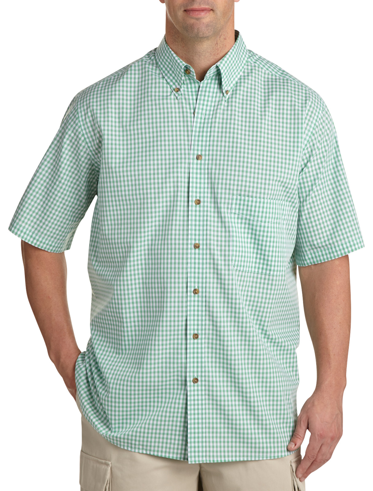 Harbor Bay Easy-Care Small Check Short-Sleeve Sport Shirt