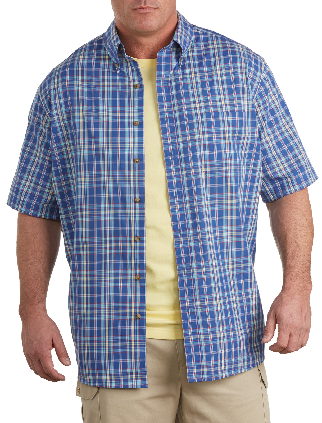 Harbor Bay Short-Sleeve Easy-Care Plaid Sport Shirt