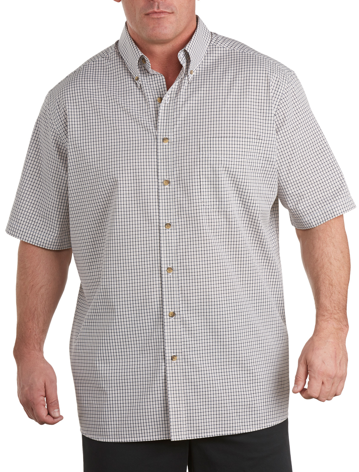 Harbor Bay Short-Sleeve Easy-Care Small Plaid Sport Shirt