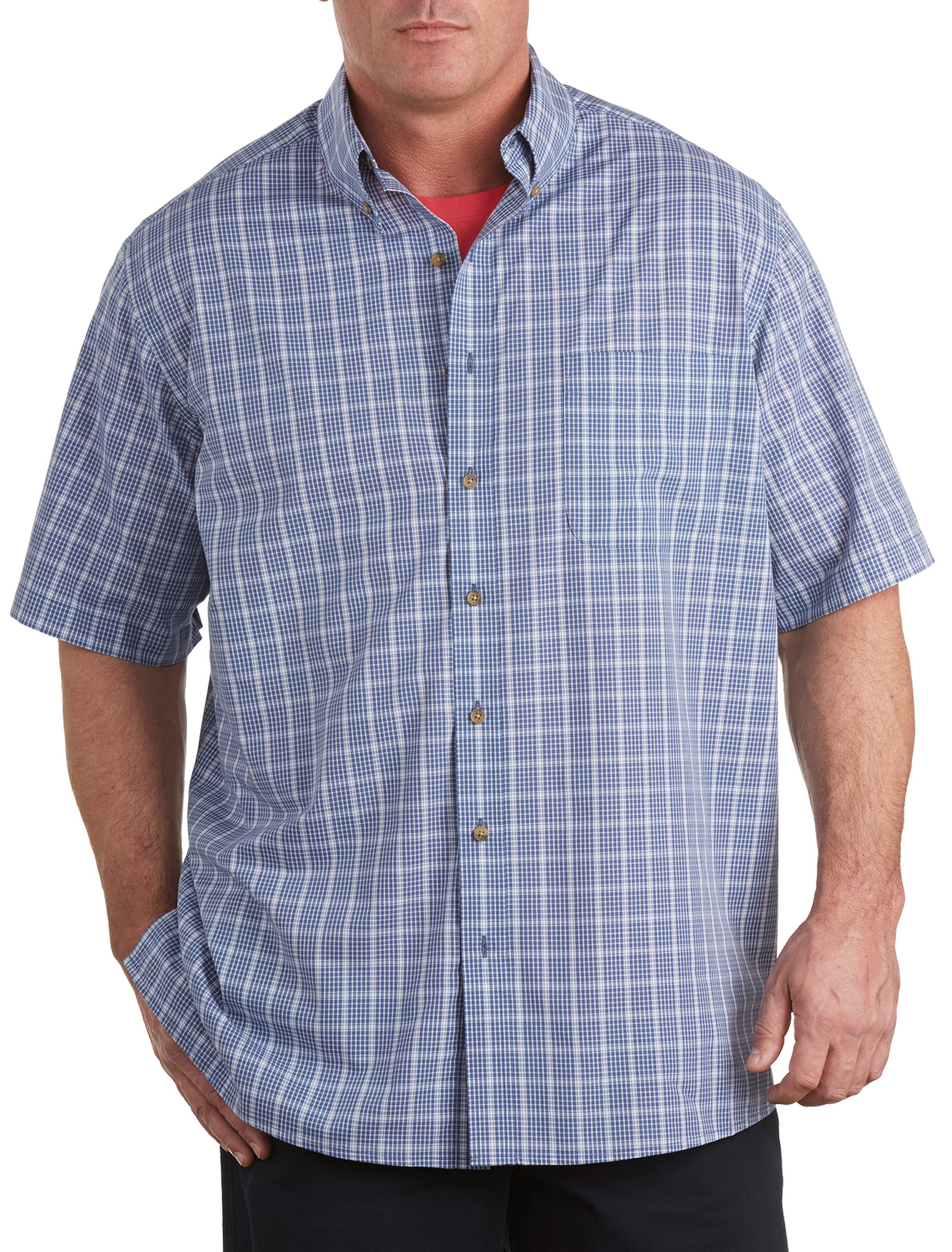 Harbor Bay Short-Sleeve Easy-Care Medium Plaid Sport Shirt