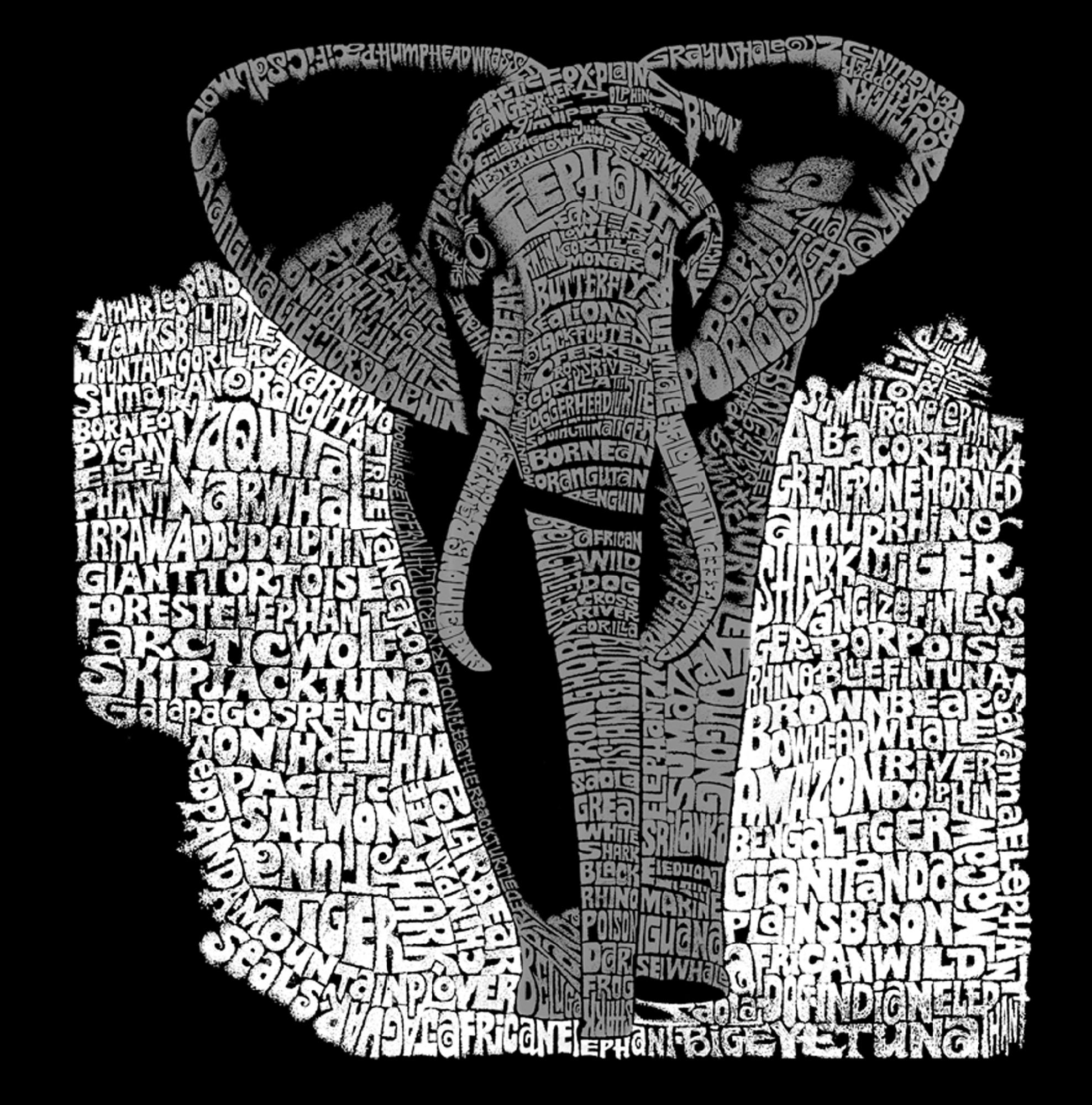 Los Angeles Pop Art Women's Word Art T-shirt - Elephant - Online Exclusive, Size: Small, Black Los Angeles Pop Art Women's Word Art T-shirt - Elephant - Online Exclusive, Size: Small, Black