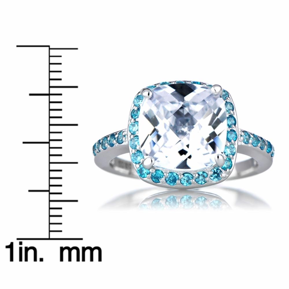 Marina's Cubic Zirconia Cushion Cut Engagement Ring - Blue