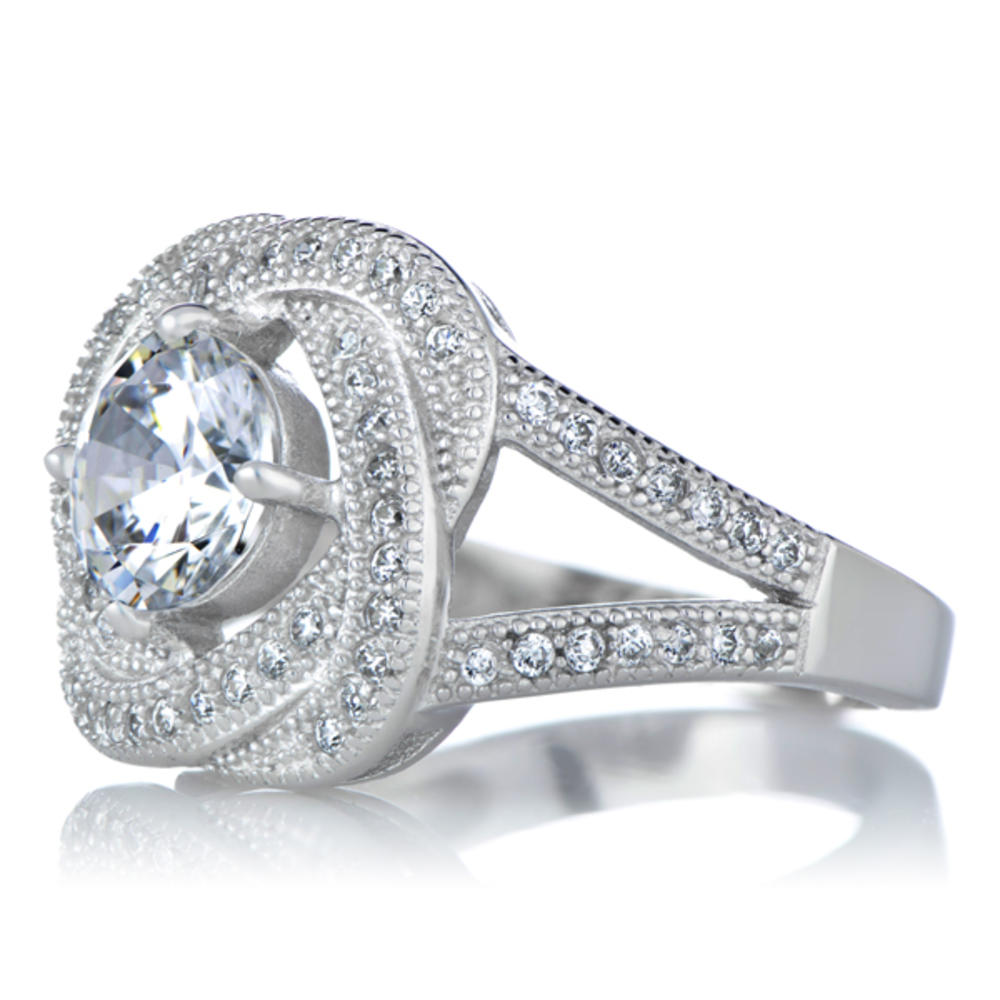 Hallie's Sterling Silver and Cubic Zirconia Love Knot Ring