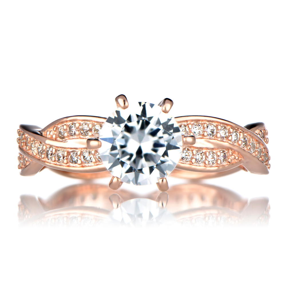 Devera's Twisted Cubic Zirconia Engagement Ring - Rose Gold
