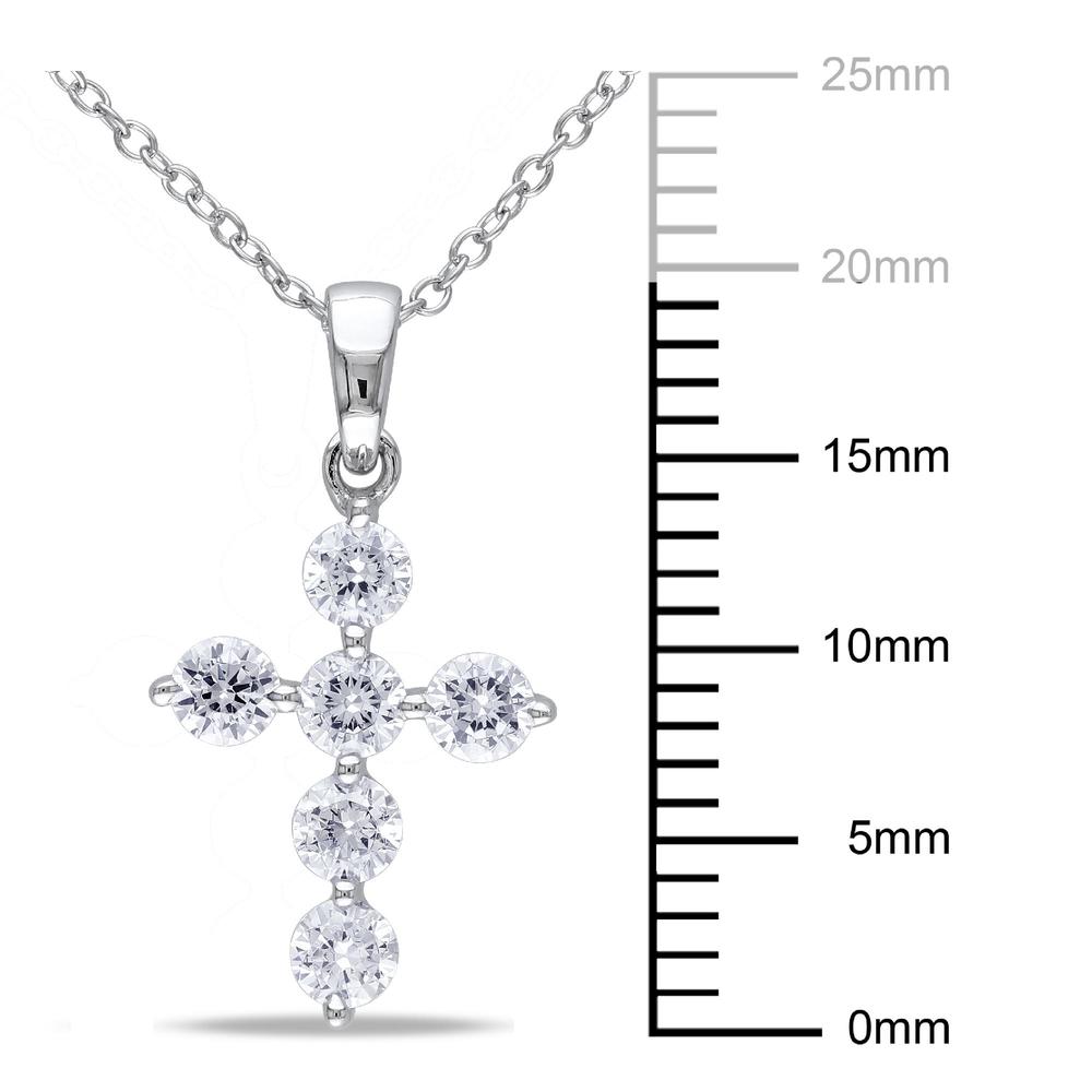 Sterling Silver 2.16 cttw White Cubic Zirconia Religious Pendant