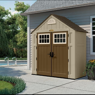 Suncast Alpine 7.5 ft. x 3.5 ft. Resin Storage Shed - Lawn &amp; Garden ...