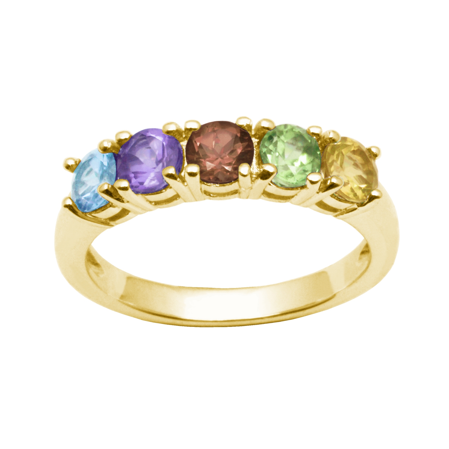 18K Yellow Gold Over Sterling Silver Multi Stone 4mm