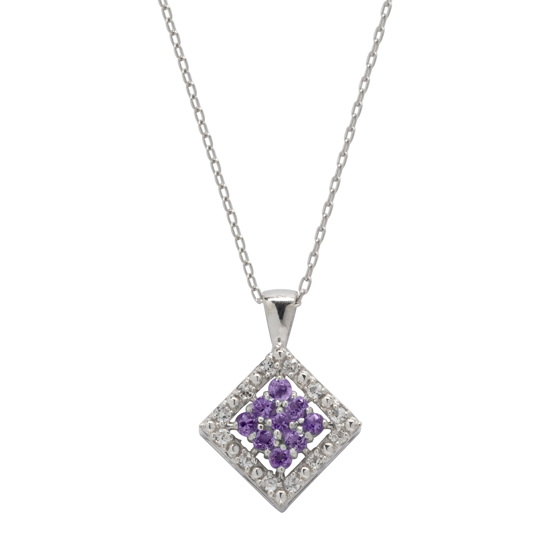 Sterling Silver Amethyst and Lab Created White Sapphire Pendant