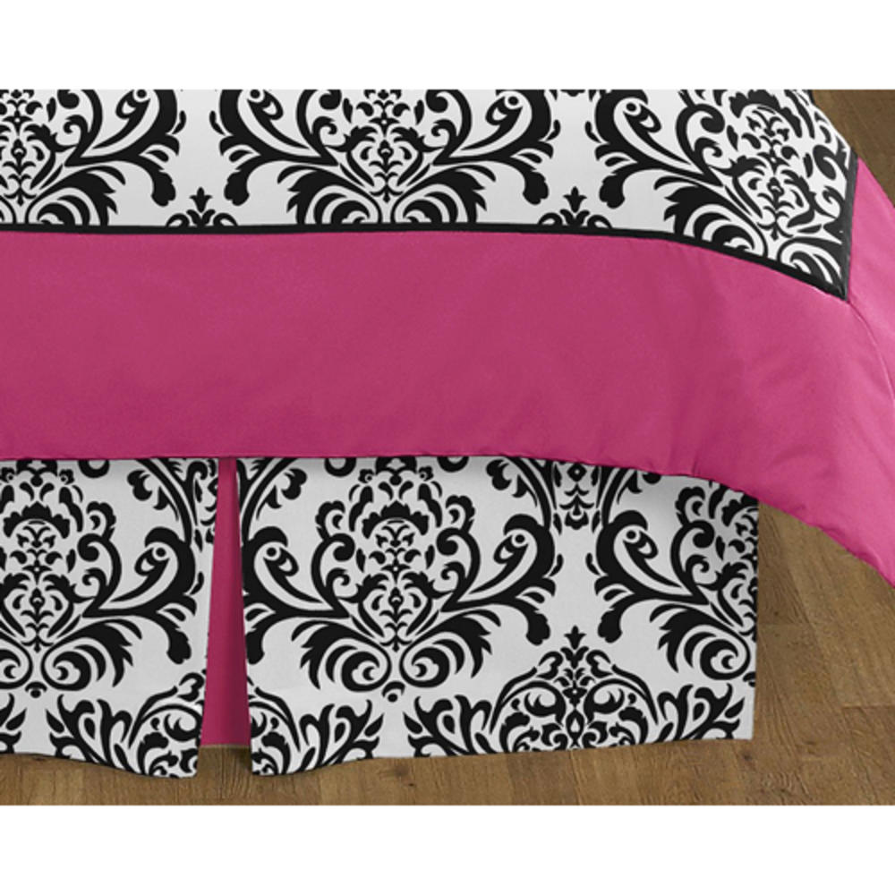 Sweet Jojo Designs Isabella Hot Pink, Black and White Collection Queen Bed Skirt