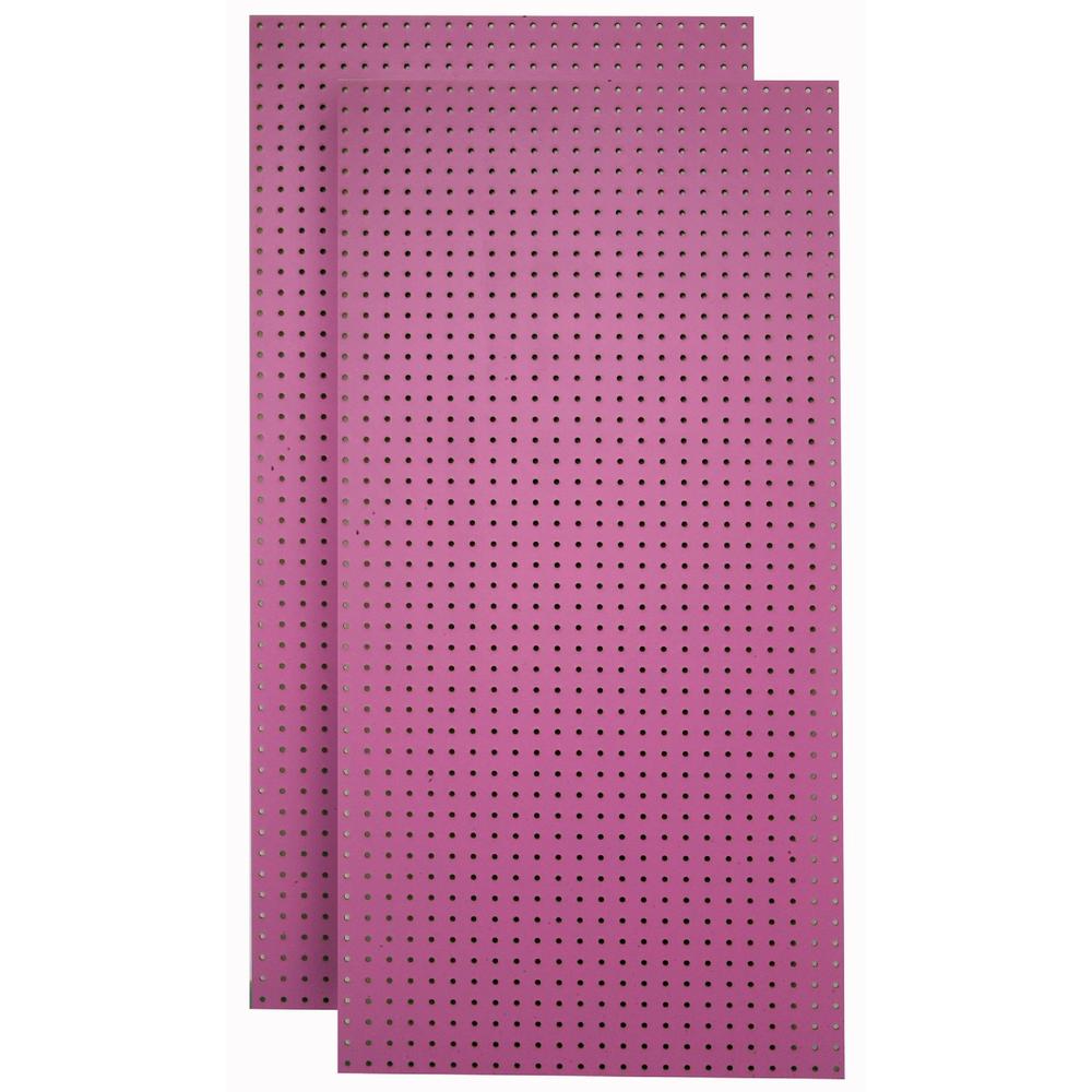 2 QTY  24 In. W x 48 In. H x 1/4 In. D Custom Painted Wild Orchid Heavy Duty Tempered Round Hole Pegboards