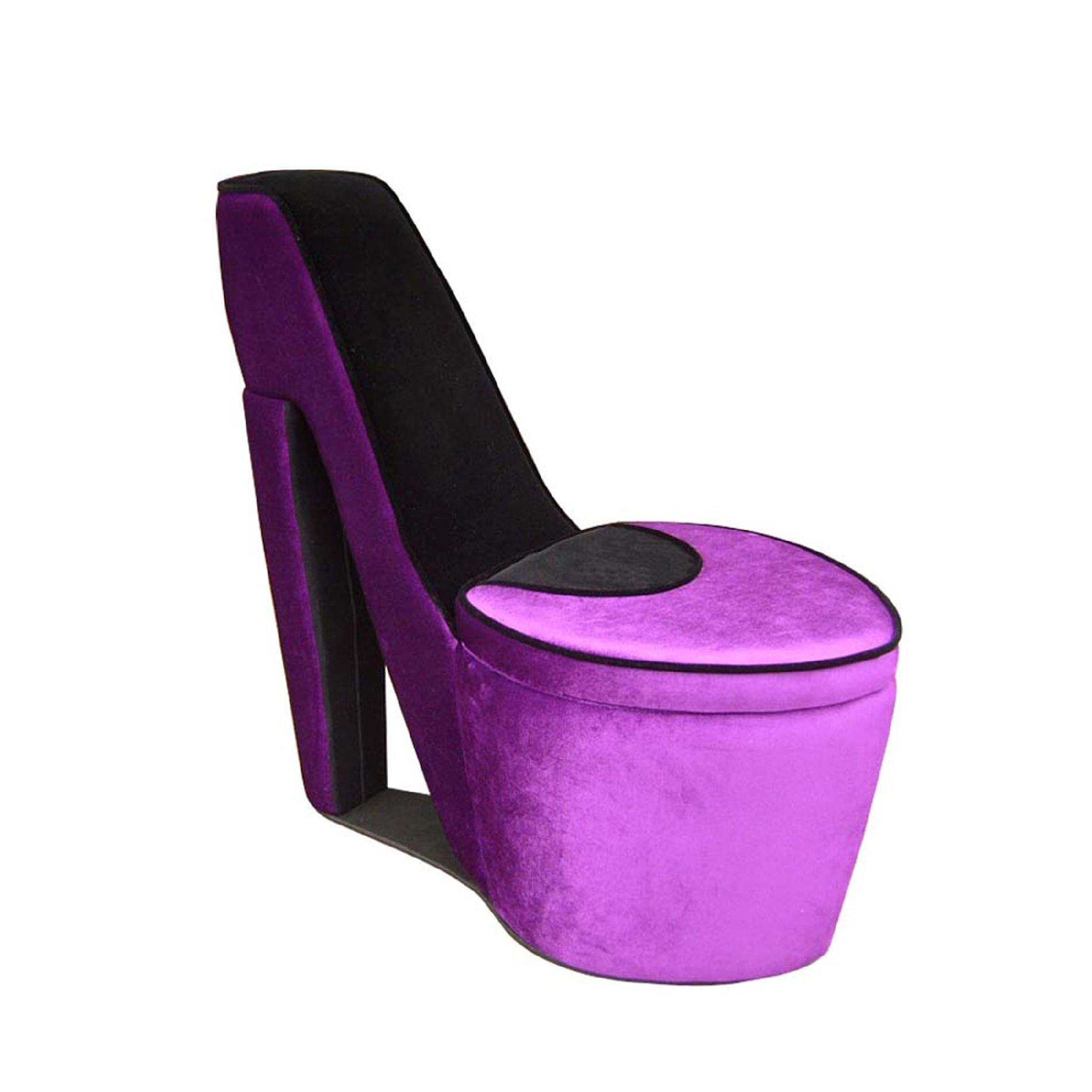 Purple Black High Heel Storage Chair