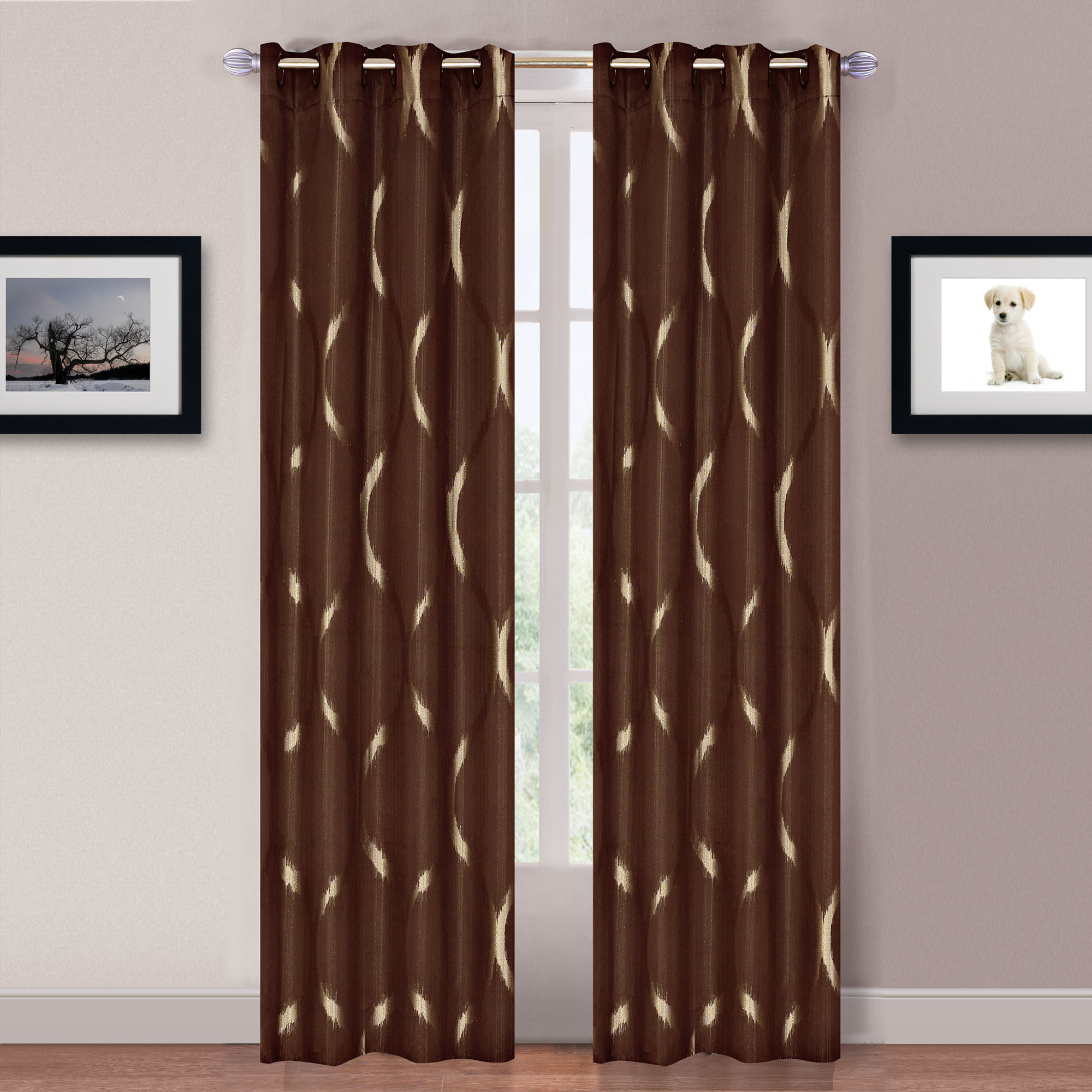 Lavish Home Metallic Grommet Curtain Panels 84 inch