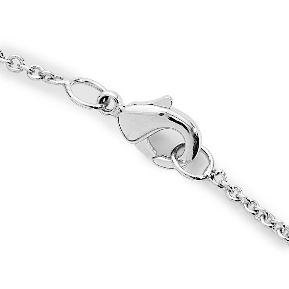 Cubic Zirconia Rhodium Finished Sterling Silver Mama Pendant Necklace