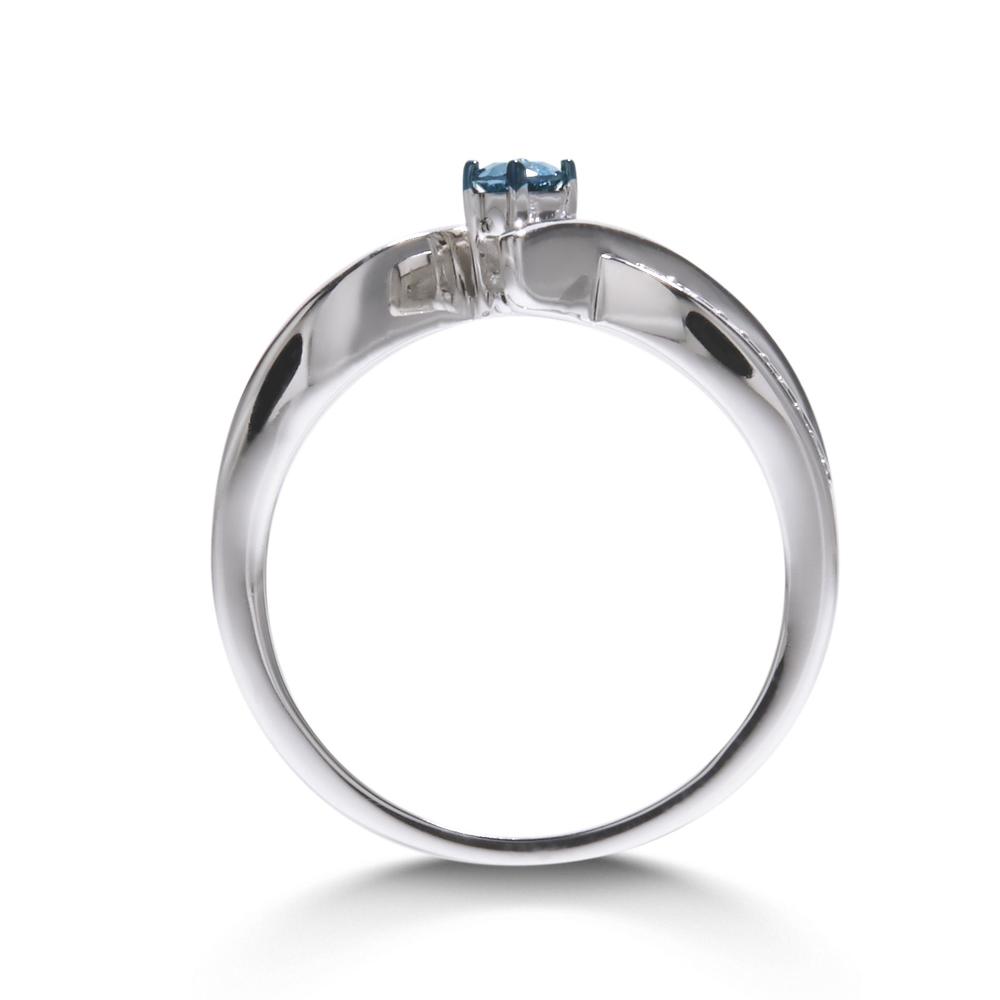 1/7Cttw. Round Silver Blue Diamond Promise Ring