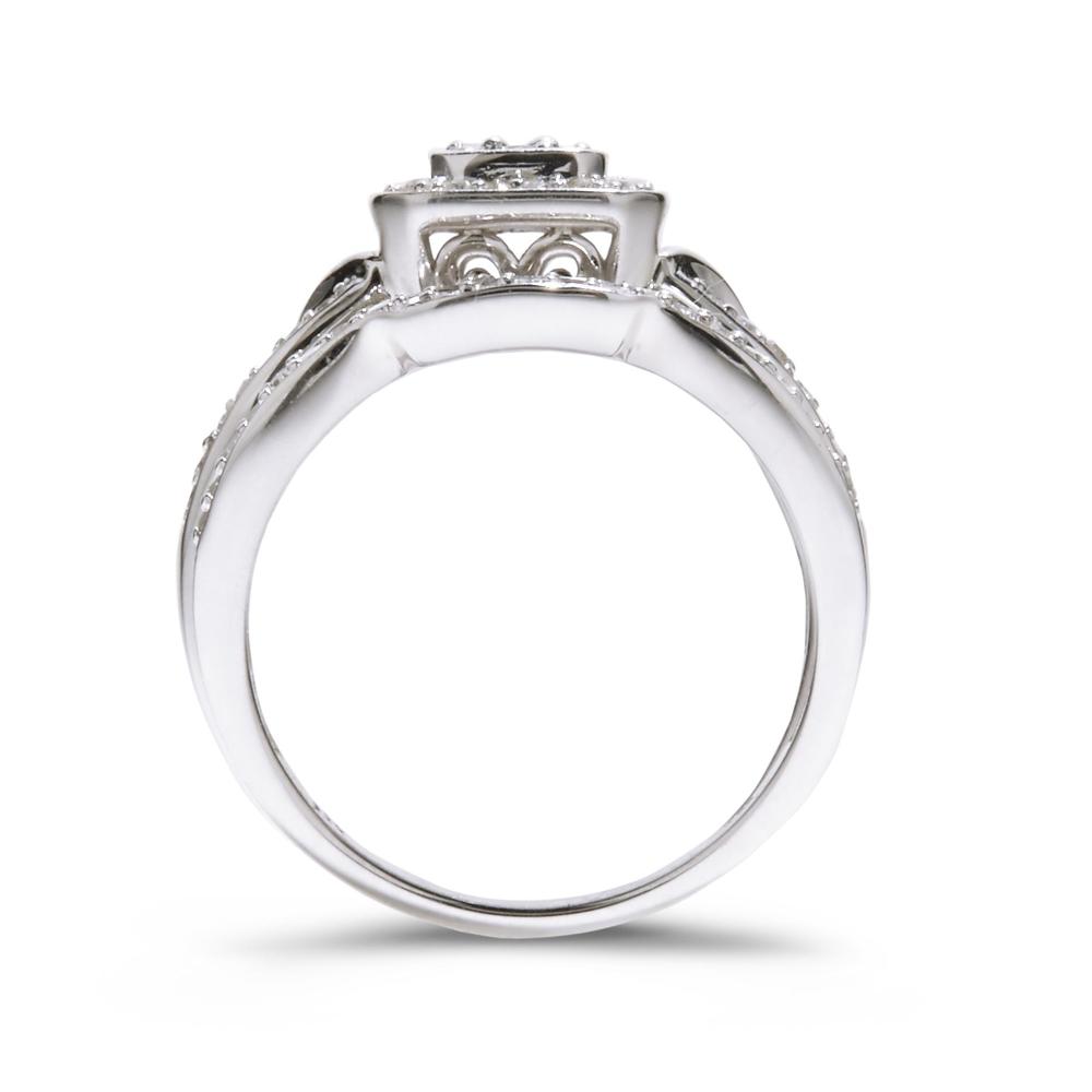 1/2 Cttw. Sterling Silver Cluster Diamond Bridal Set