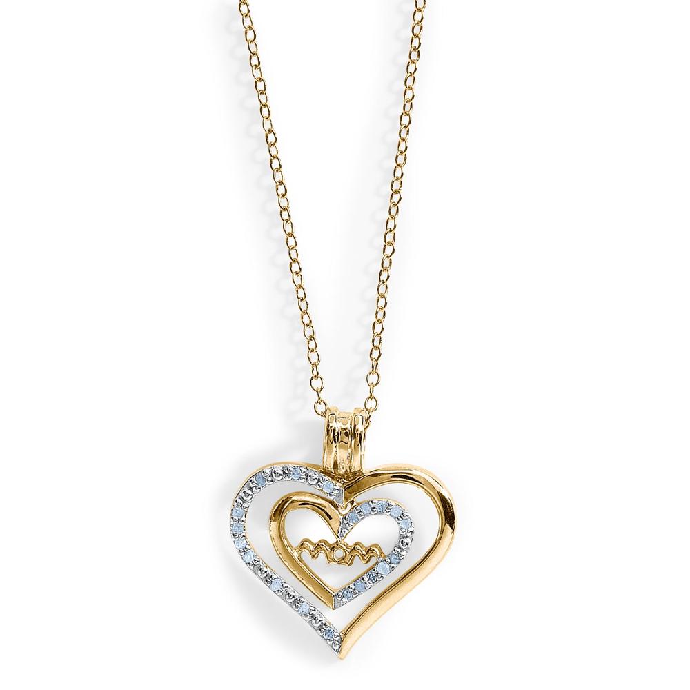 1/10 Cttw. Gold Over Sterling Silver Diamond Heart Mom Pendant Necklace
