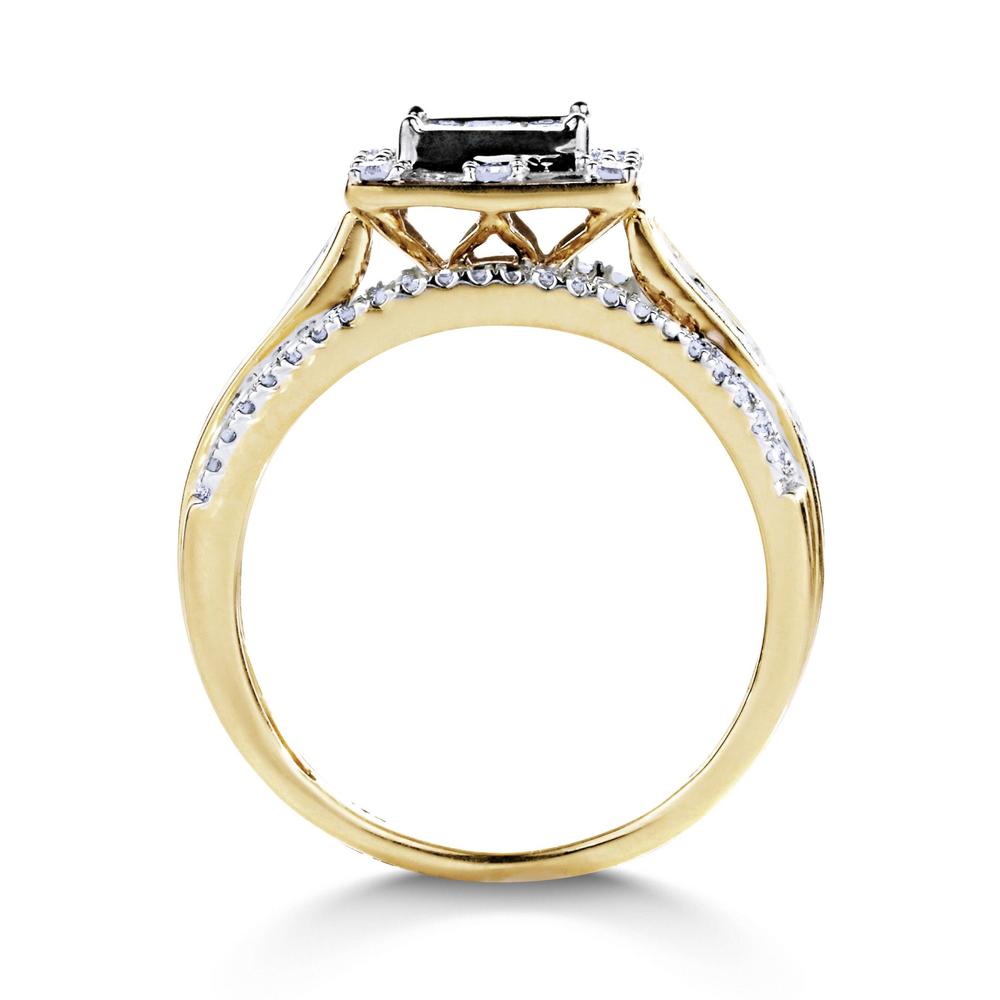 1 Cttw. Certified Square Cluster 10K Yellow Gold Diamond Engagement Ring