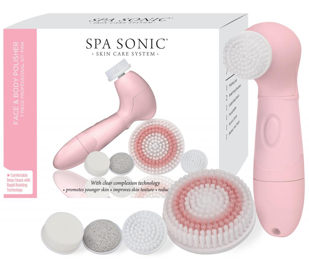 Spa Sonic Skin Care System Face and Body Polisher 7-Piece ...