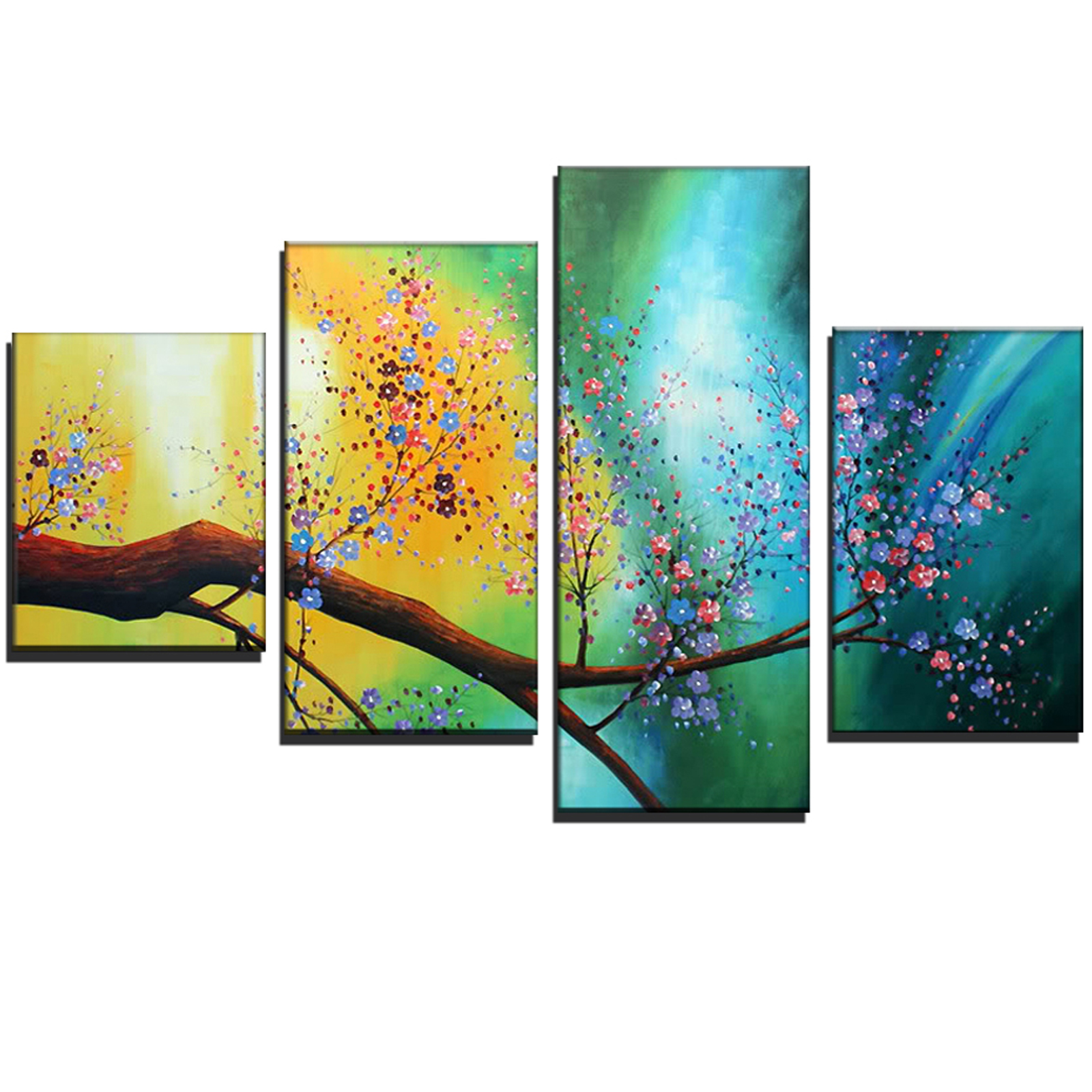 Modern Floral Tree Canvas Oil Painting - 48 x 36 in - 4 Panels