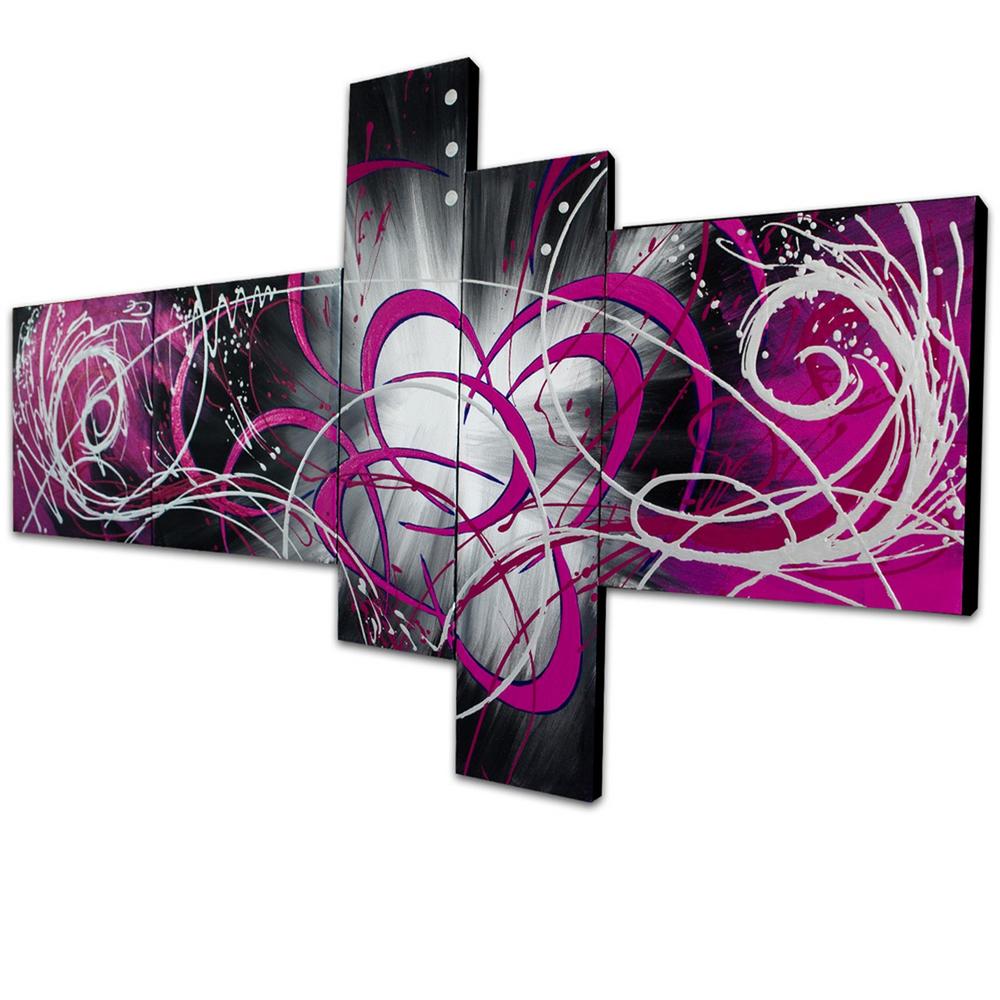 Purple Abstract Boomerang Painting on Canvas - 66 x 36 - 5 Panels