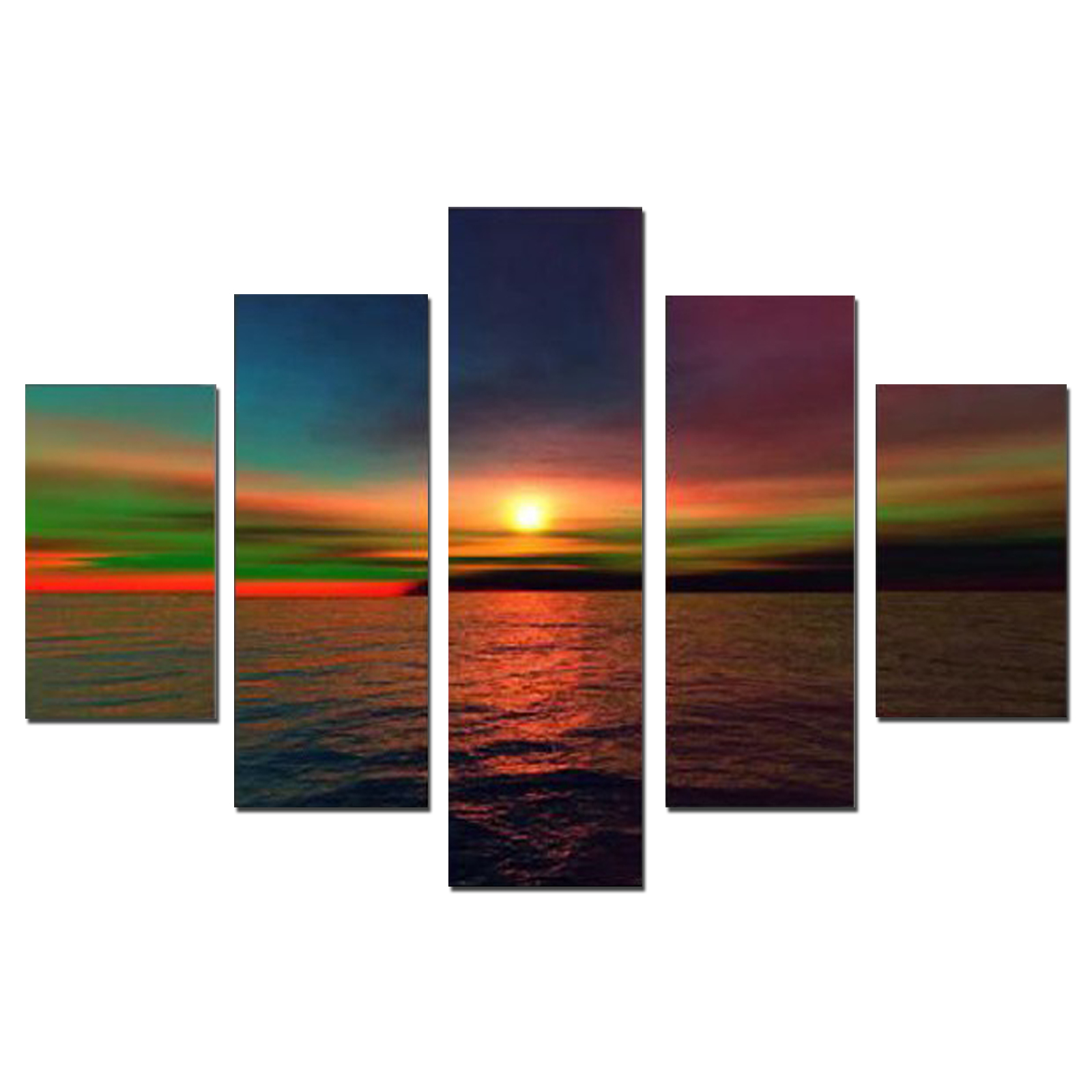 Modern Sunset Seascape Painting - 50 x 36 in - 5 Panels