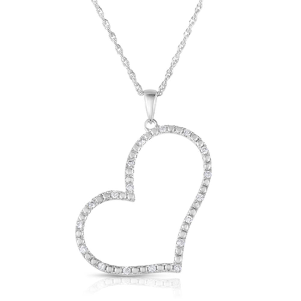 IGI Certified 18K White Gold 0.25 cttw Diamond Heart Pendant With 18" Chain