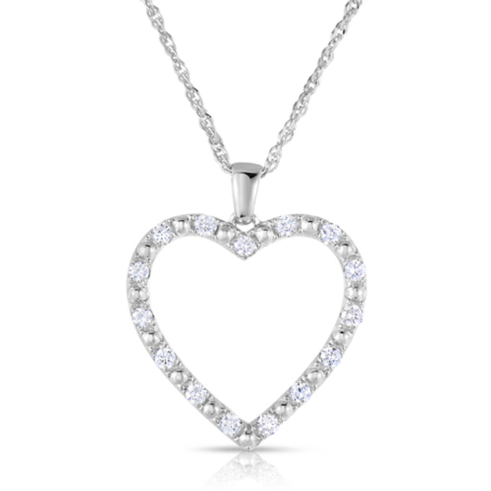 IGI Certified 18K White Gold 0.5 cttw Diamond Heart Pendant With 18" Chain