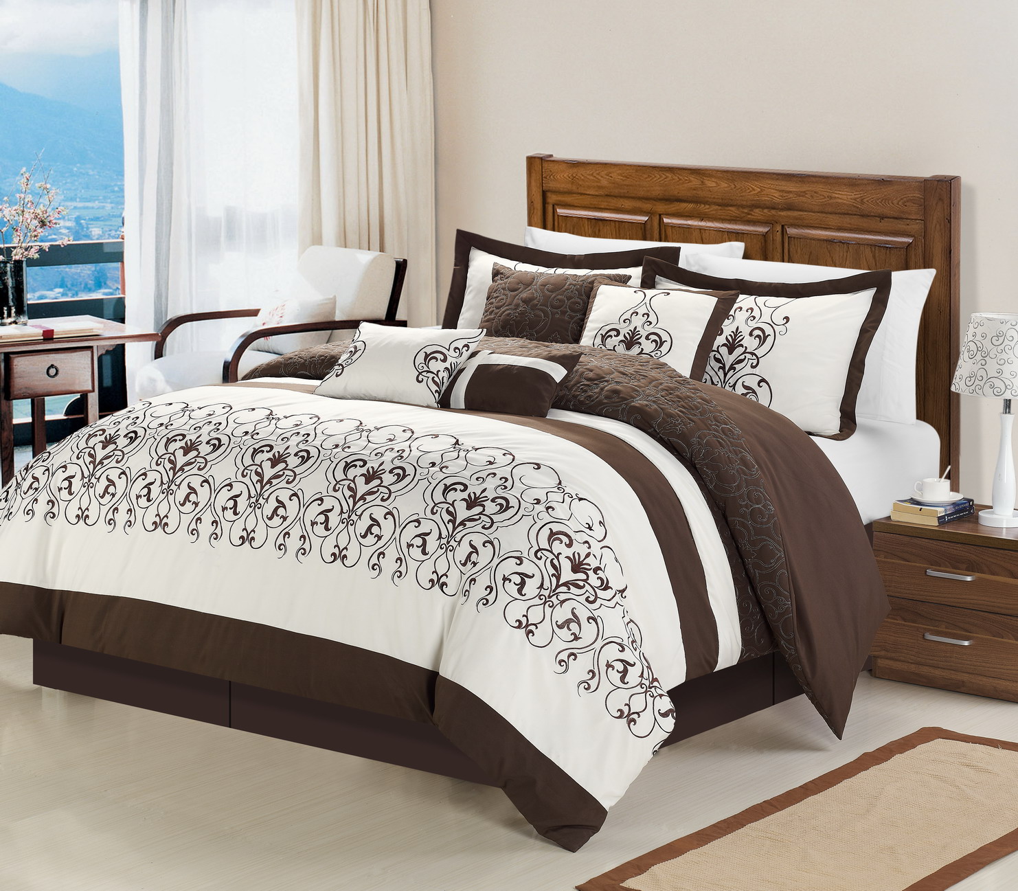 Chic Home Troy 8 pc Embroidered Comforter Set