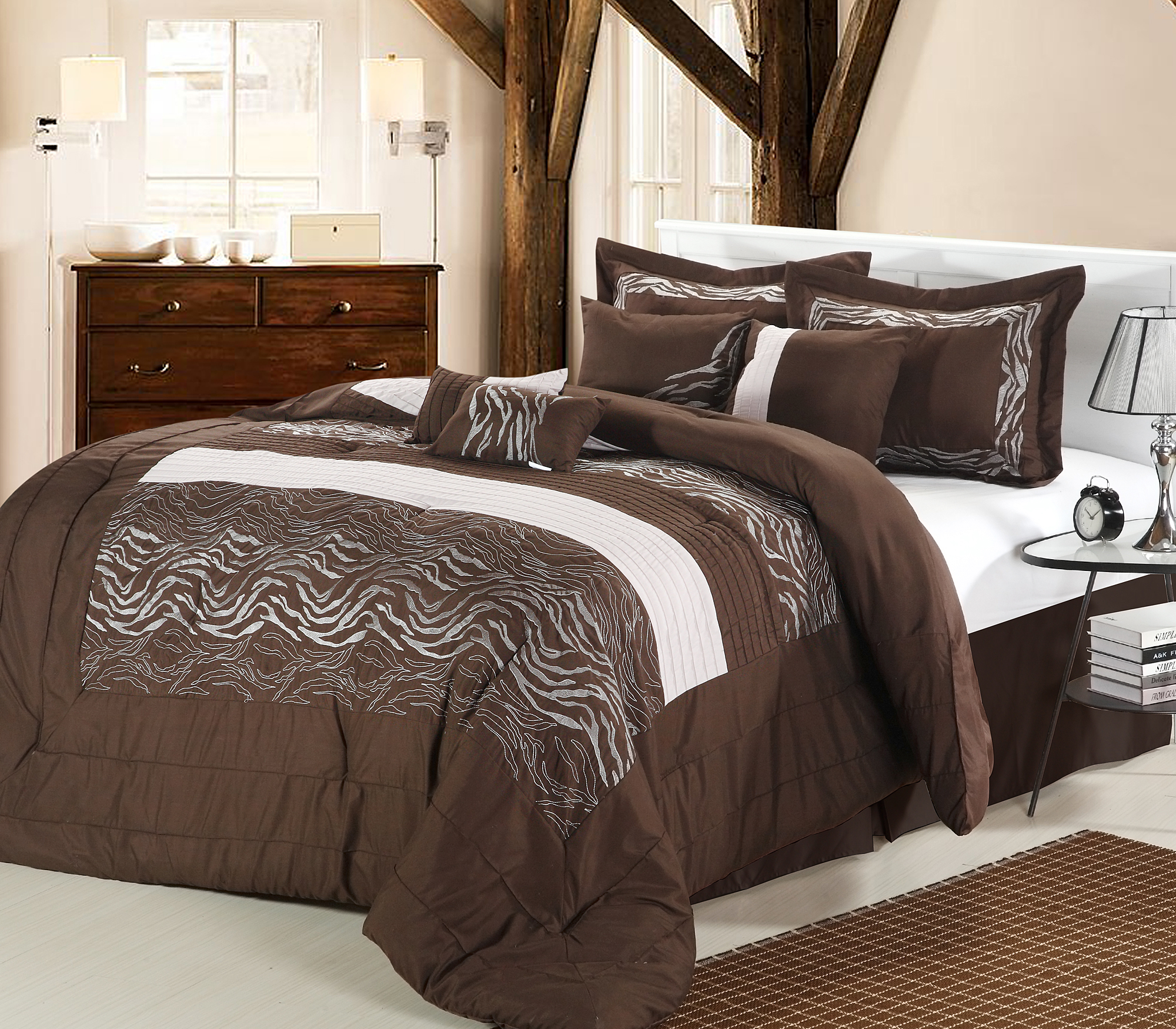 Chic Home Zebra 12 pc Bed in a Bag Embroidered Comforter Set