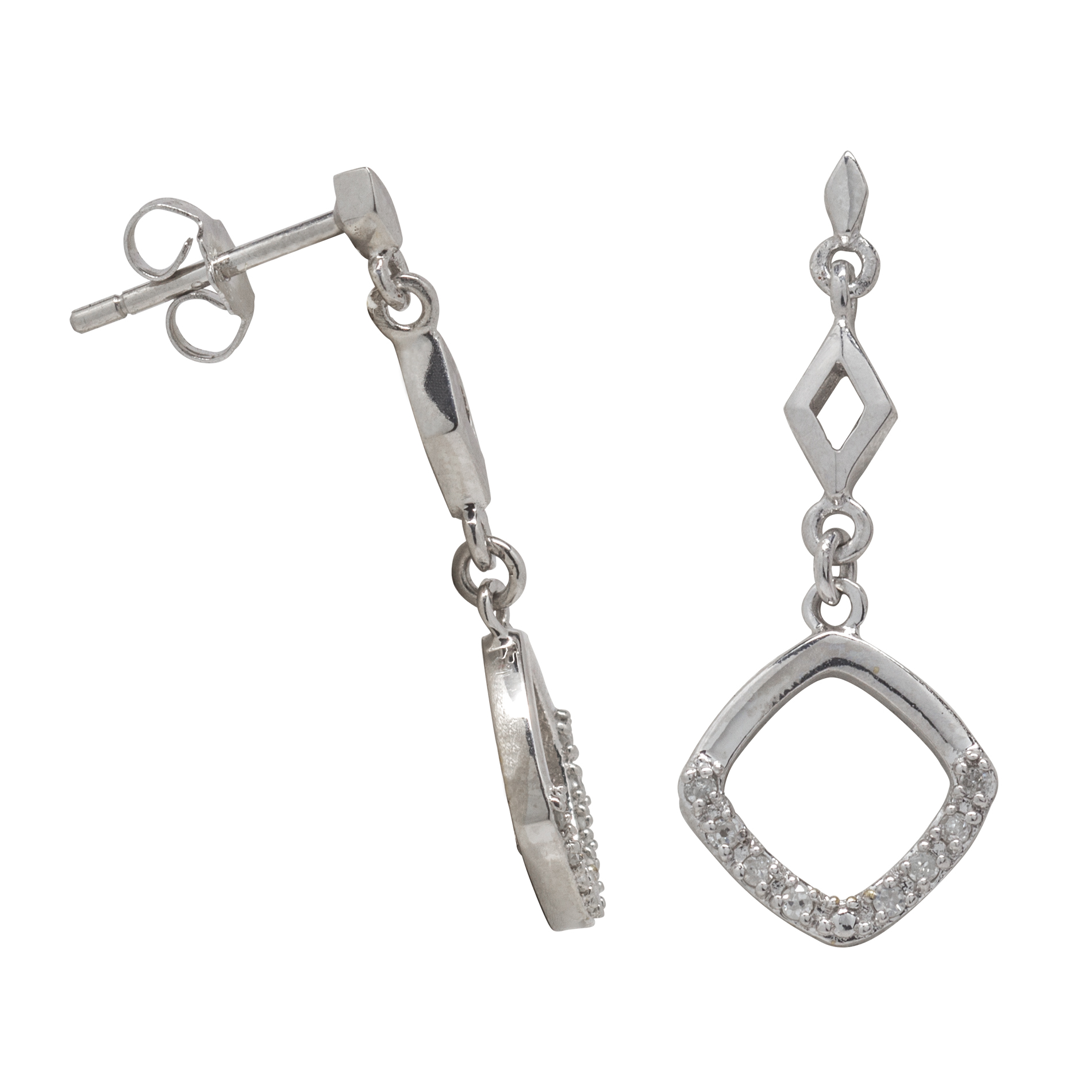 Sterling Silver 1/10 cttw Diamond Earrings