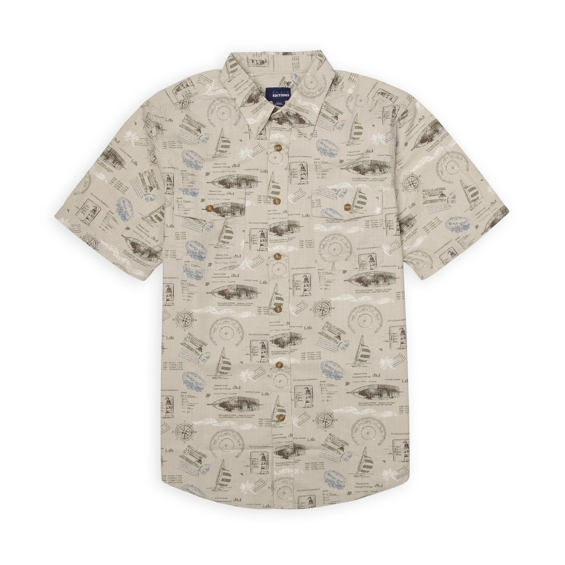 Men's Short-Sleeve Button-Front Shirt - Nautical