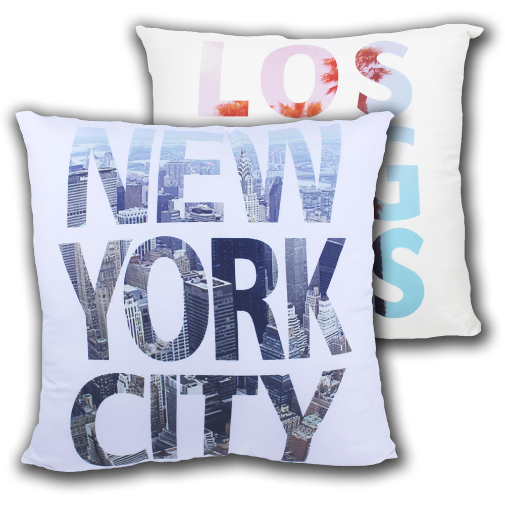 -Reversible New York/Los Angeles Pillow