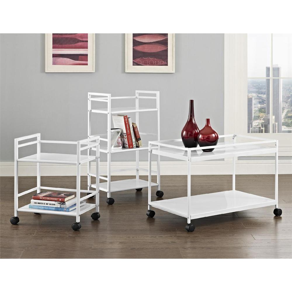 Marshall 2-Shelf Rolling Coffee Table Cart  Multiple Colors