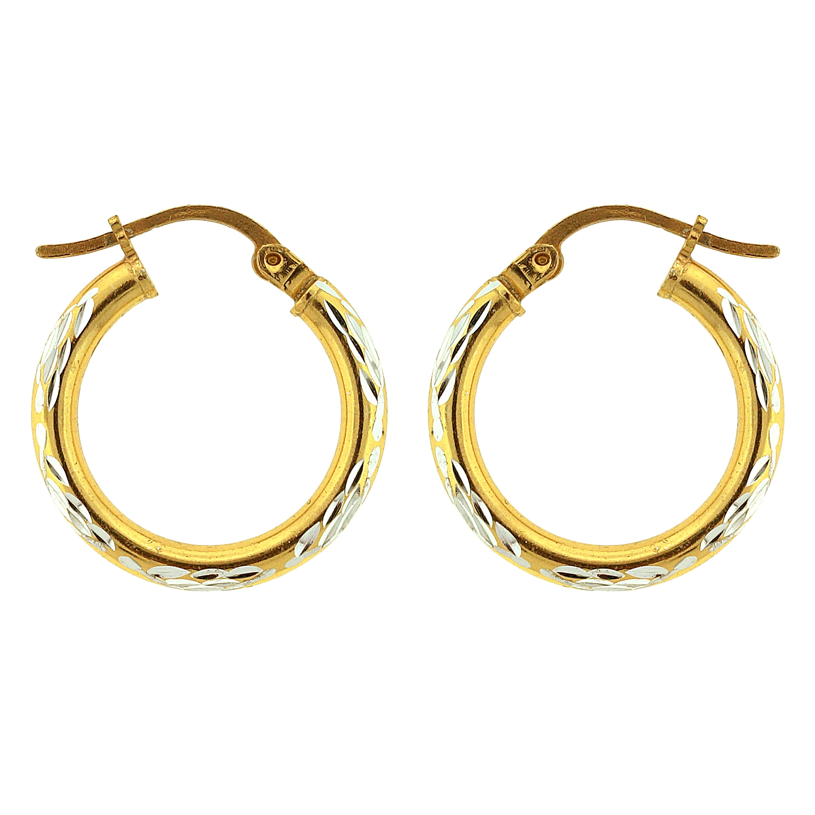 Gold over Sterling Silver Two-Tone 20x2mm Hoop Earrings