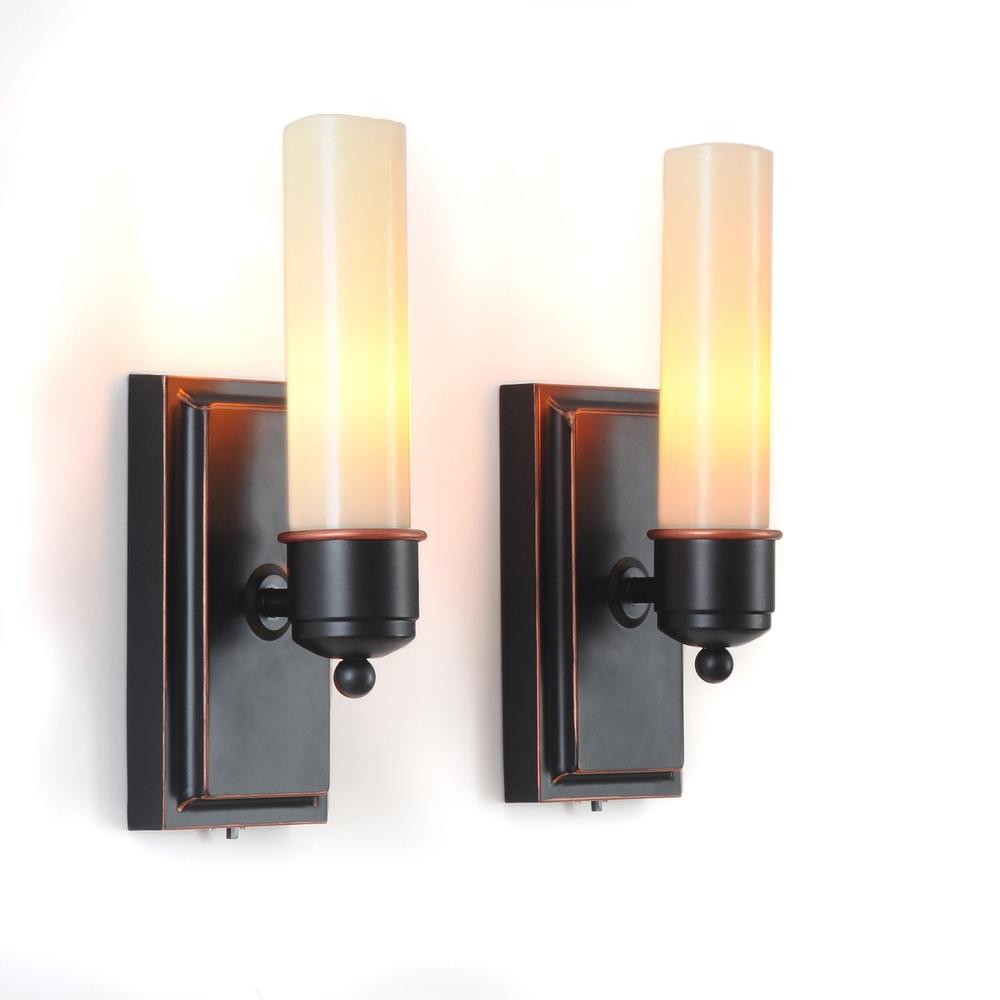 CandleTEK Set of 2 Wall Sconces with Flameless Candles