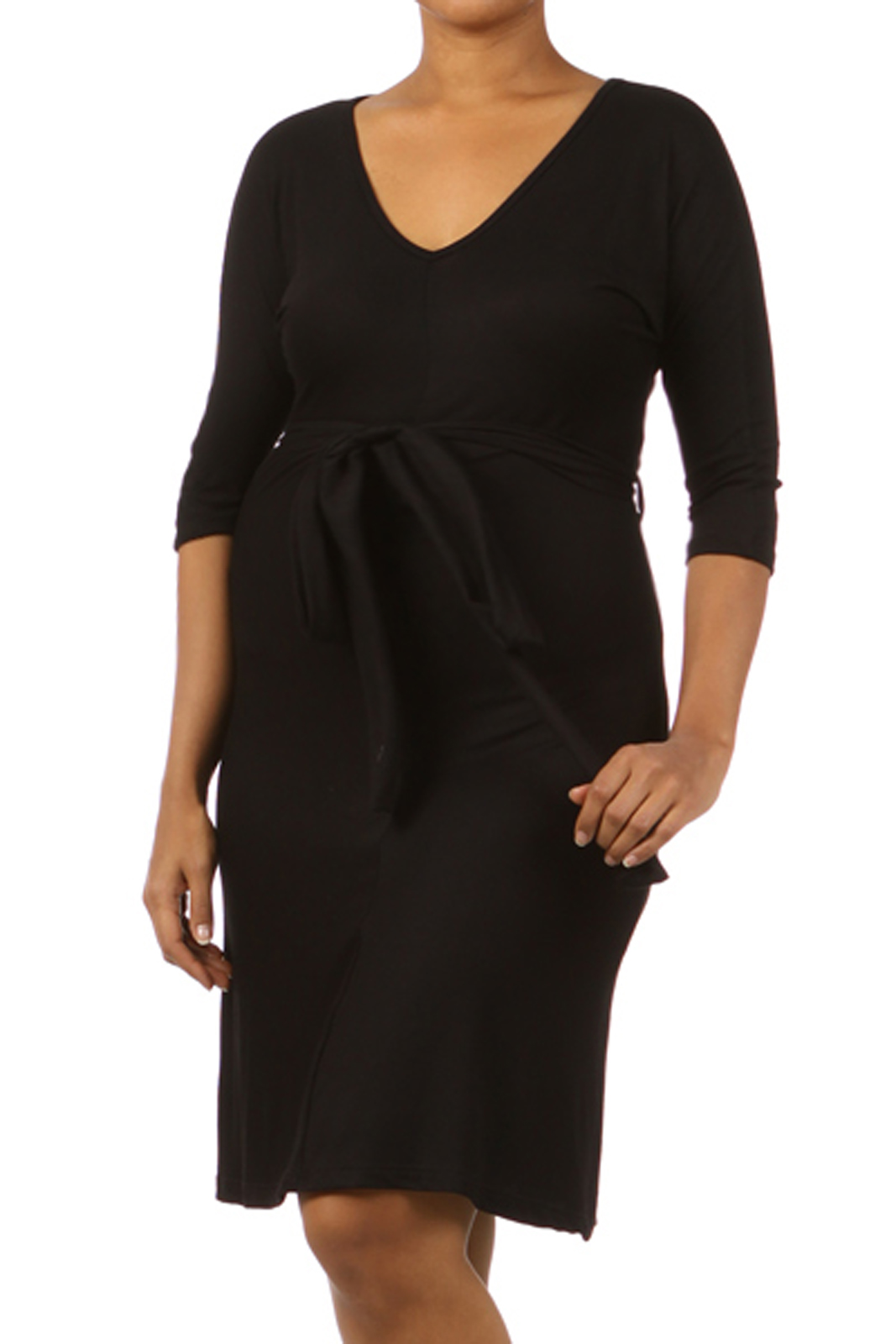 Plus Size A-line Belted Maternity Dress - Online Exclusive