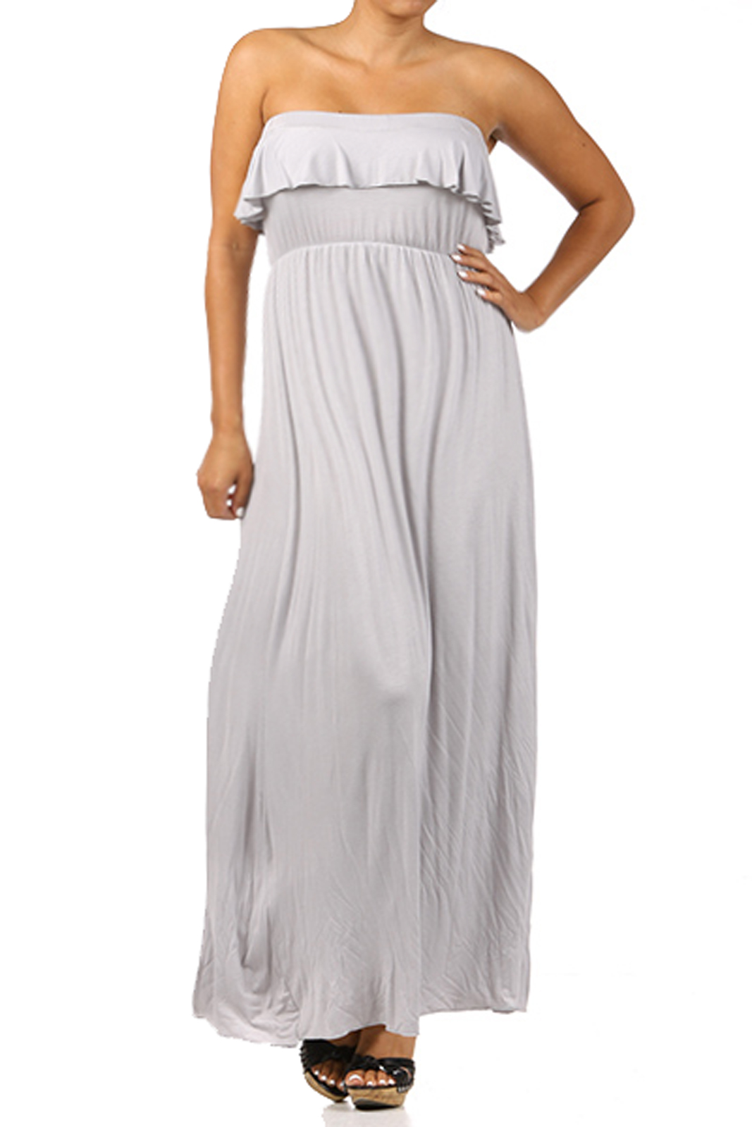 Plus Size Ruffle Front Maternity Maxi Dress - Online Exclusive