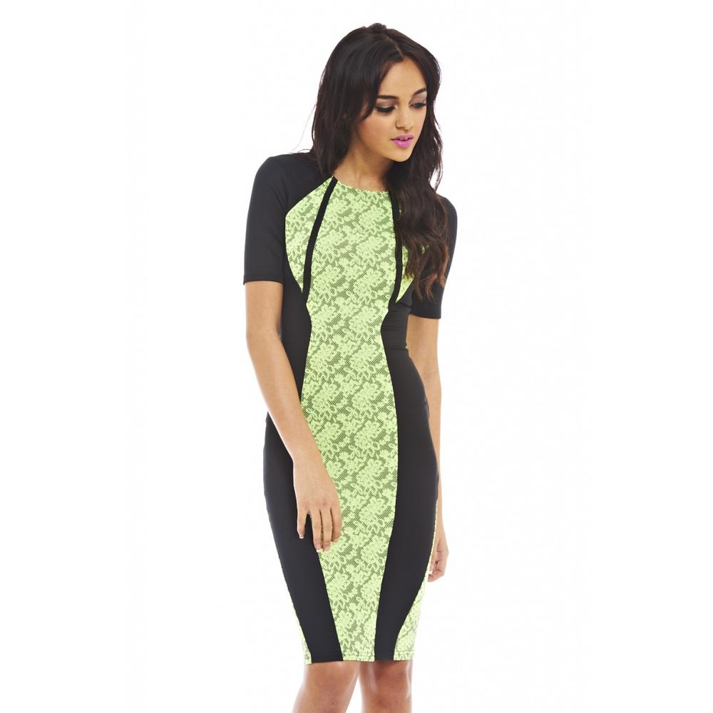 AX Paris Women's Lime Illusion Bodycon Dress - Online Exclusive