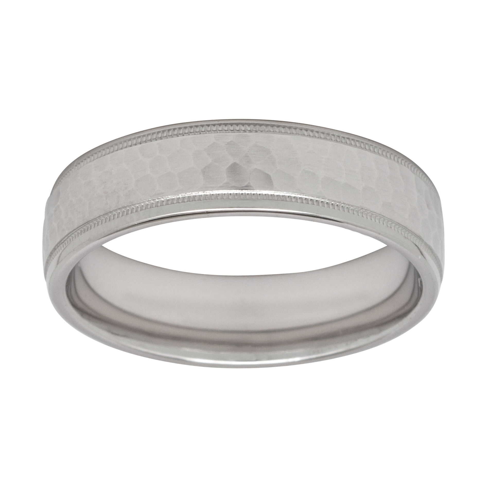 Sterling Silver Hammered Mens Band Ring