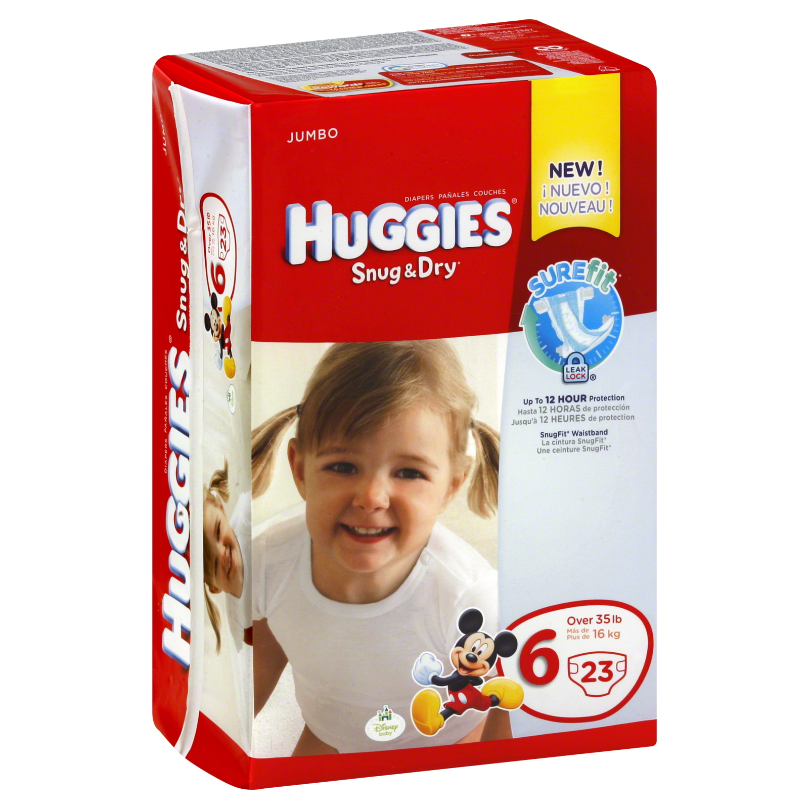 Huggies Snug & Dry Diapers, Size 6 (Over 35 lb), Disney Baby/Mickey Mouse, Jumbo, 23 diapers at Kmart.com