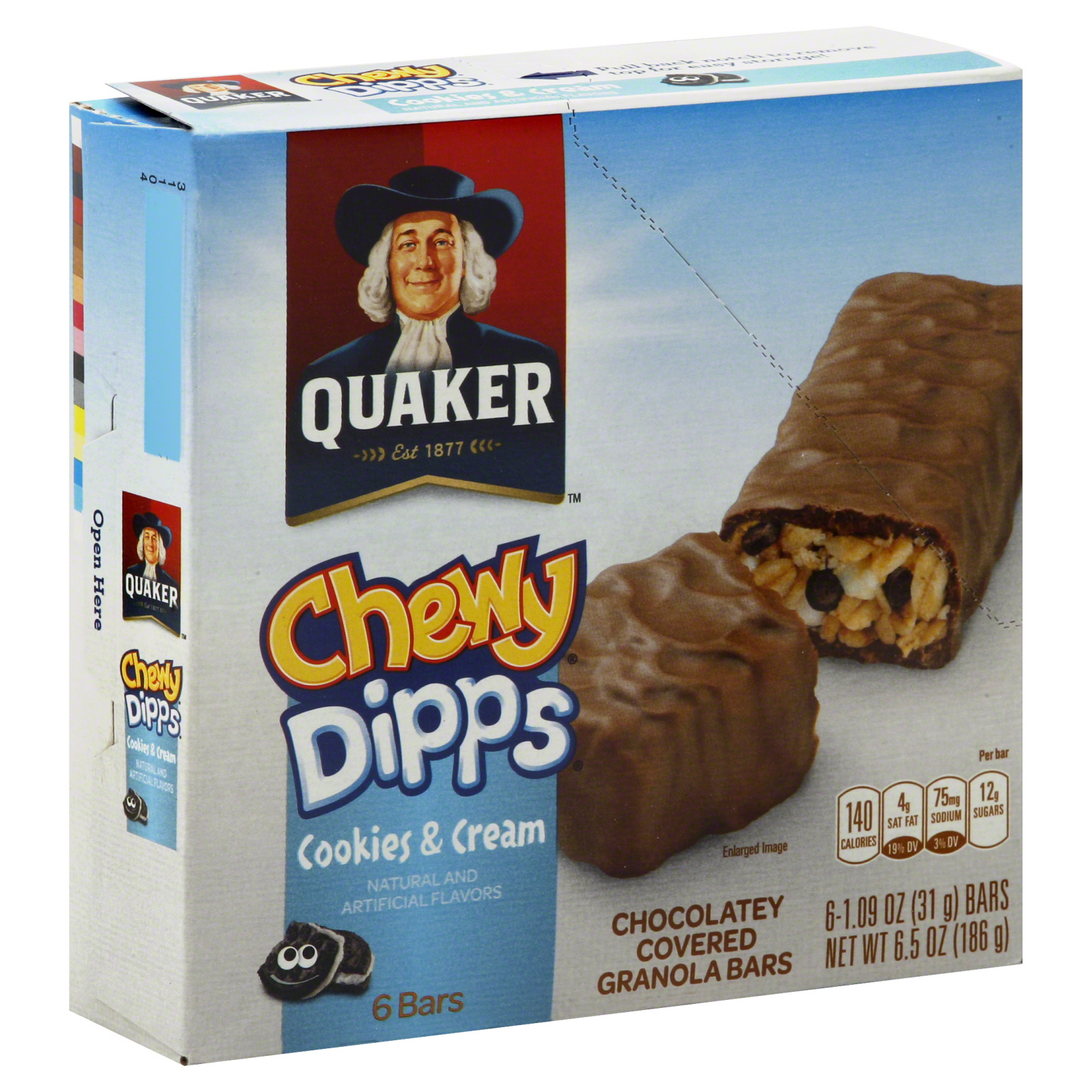 UPC 030000311042 Quaker Cookies N Cream Chewy Dipps Granola Bars,1.09