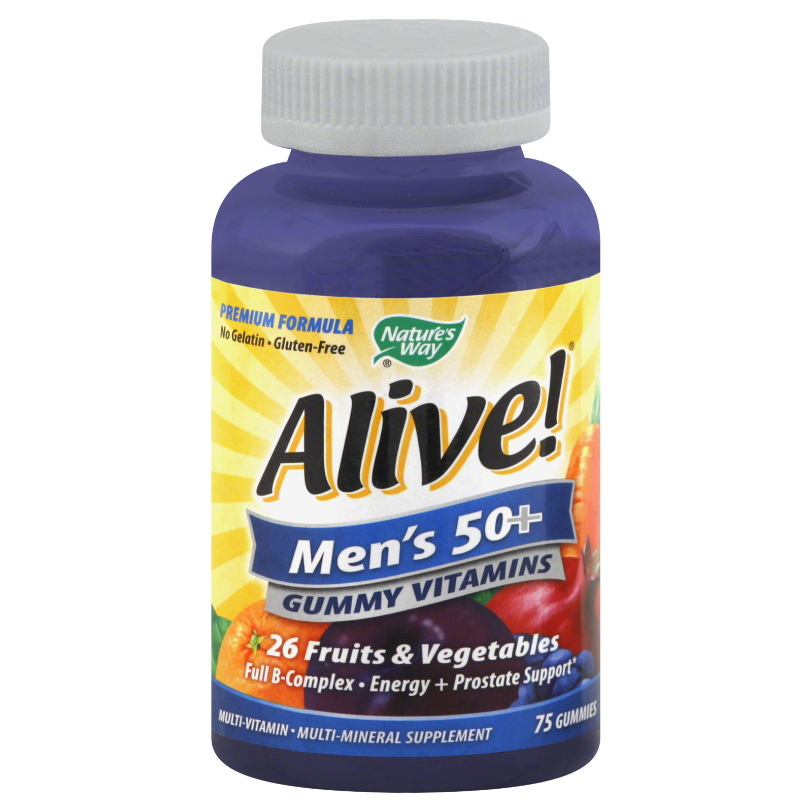 Alive! Vitamins, Men's 50+, Gummies, 75 gummies