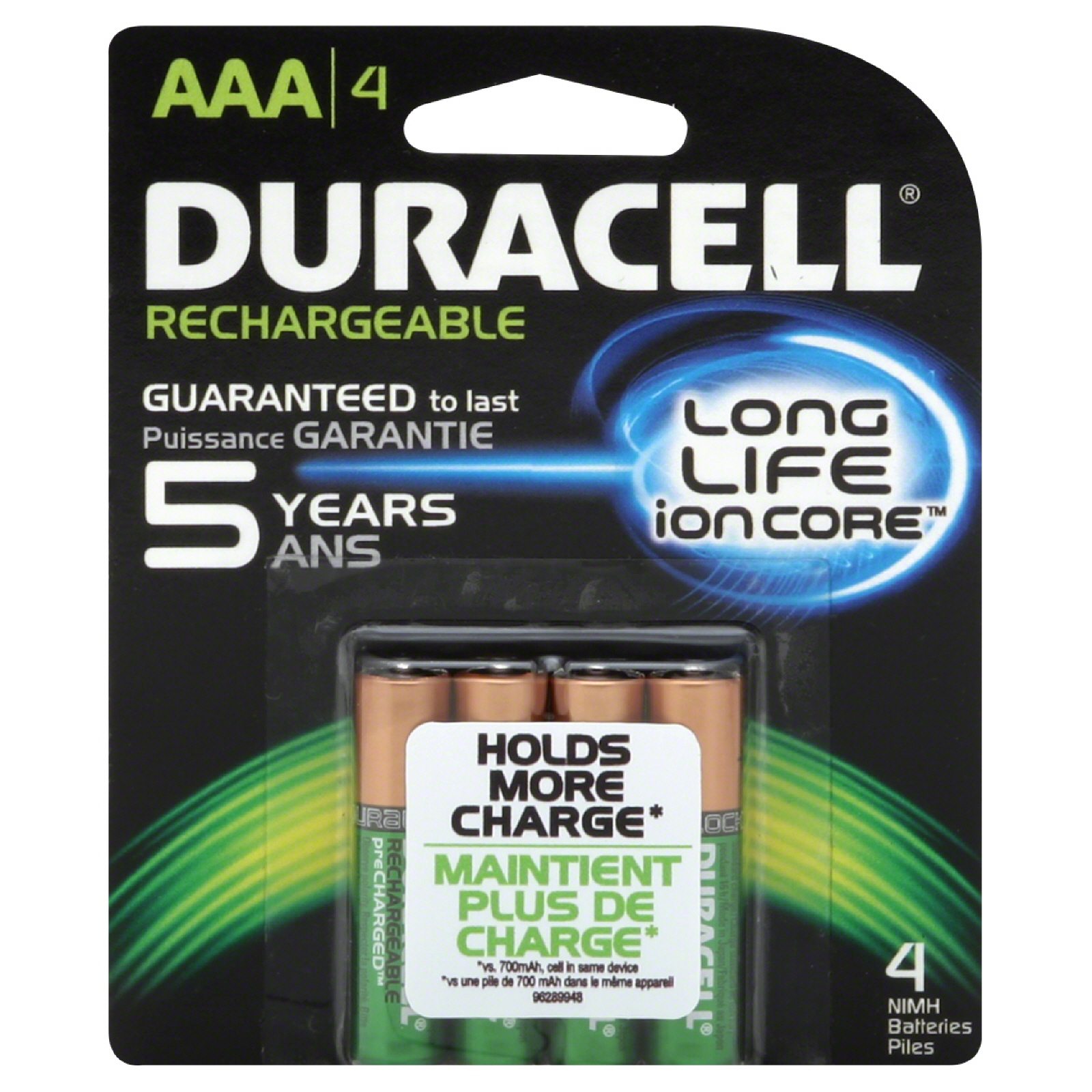 UPC 041333661605 Duracell Rechargeable Batteries, NIMH, Long Life Ion