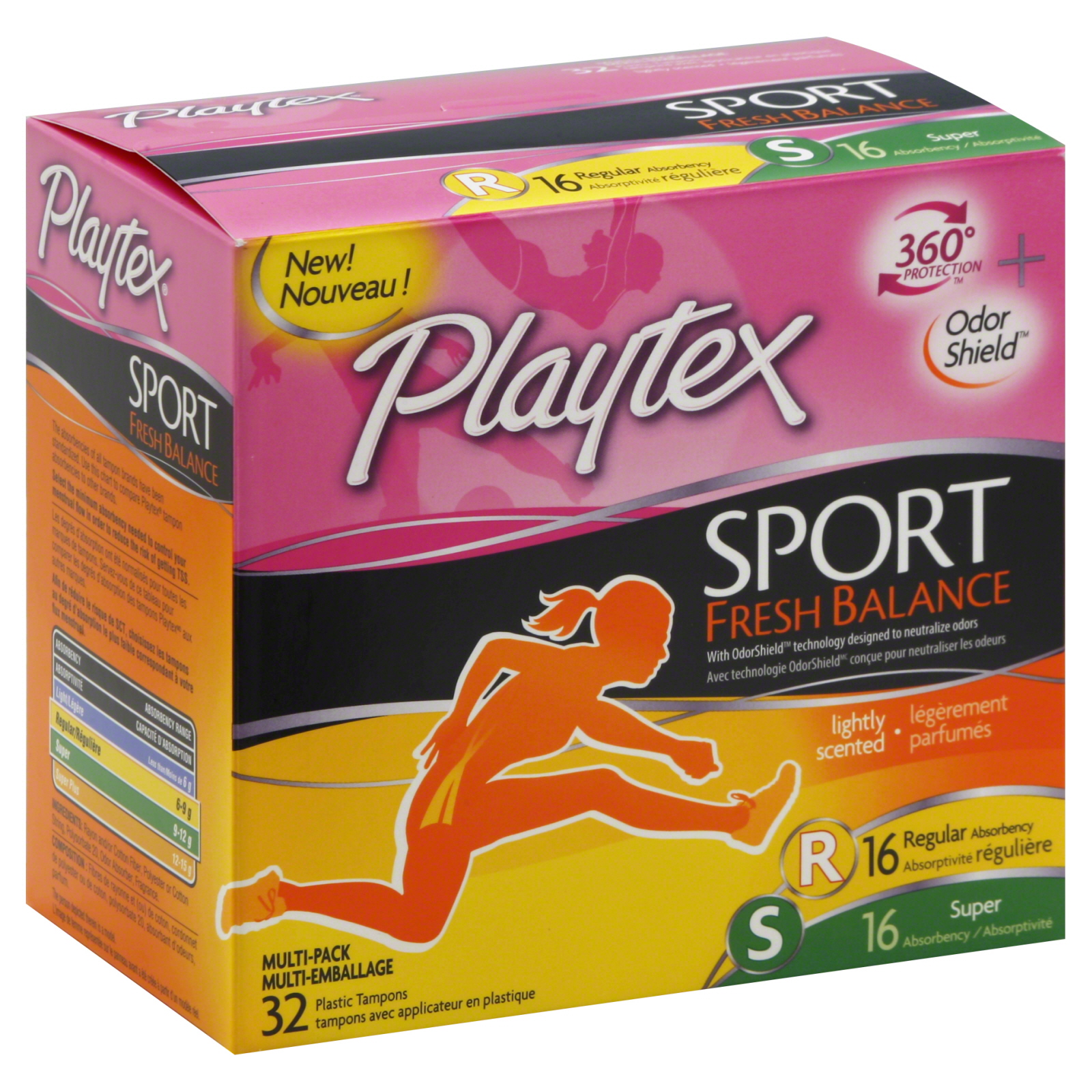 Playtex Sport Fresh Balance Tampons, Regular and Super Scented, 32 Count