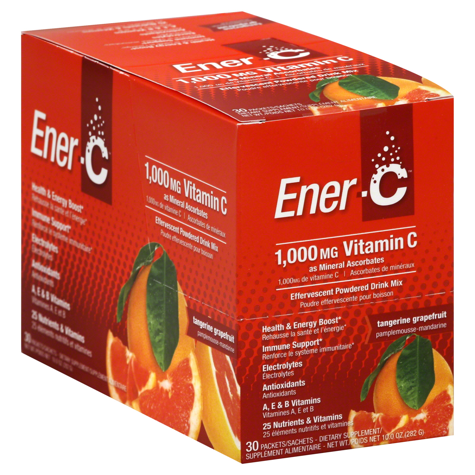 Effervescent Powdered Drink Mix, Vitamin C, 1000 mg, Tangerine Grapefruit, 30 packets [10 oz (282 g)]