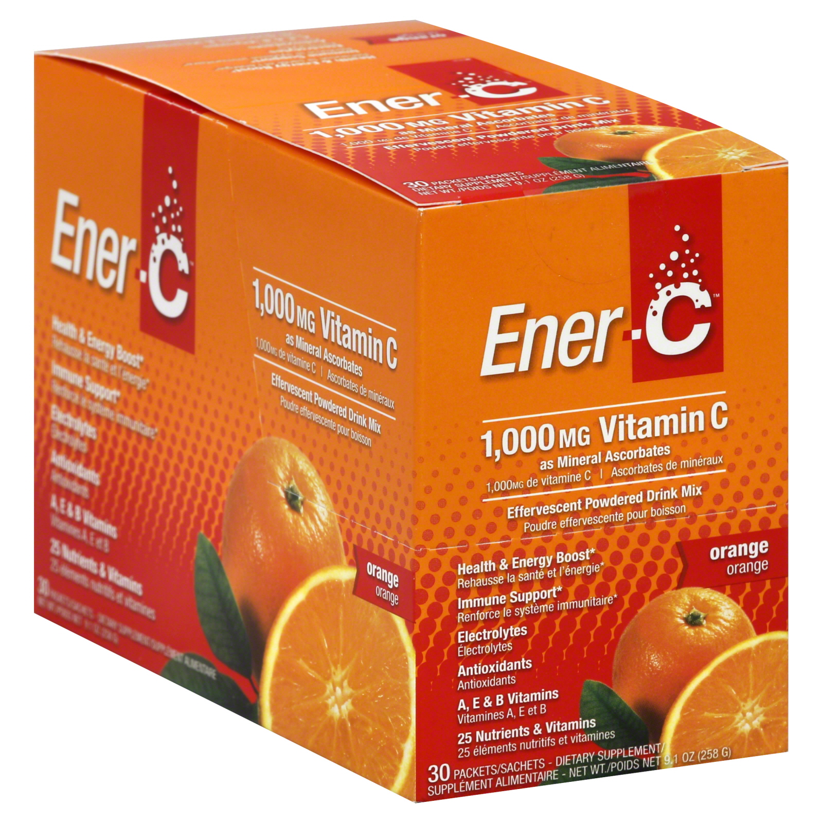 Effervescent Powdered Drink Mix, Vitamin C, 1000 mg, Orange, 30 packets [9.1 oz (258 g)]