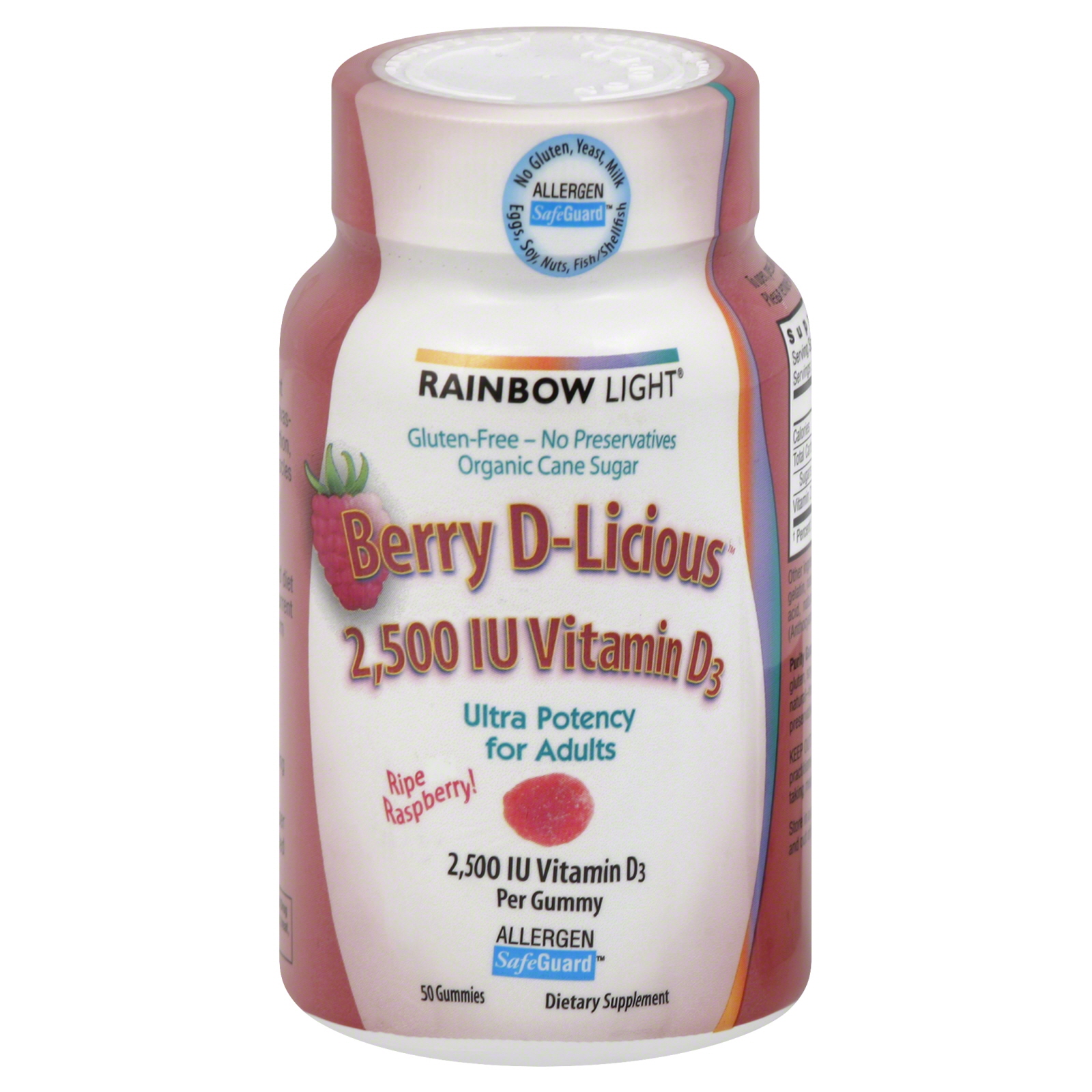 Vitamin D3, 2500 IU, Berry D-Licious, Gummy, Ripe Raspberry, 50 gummies