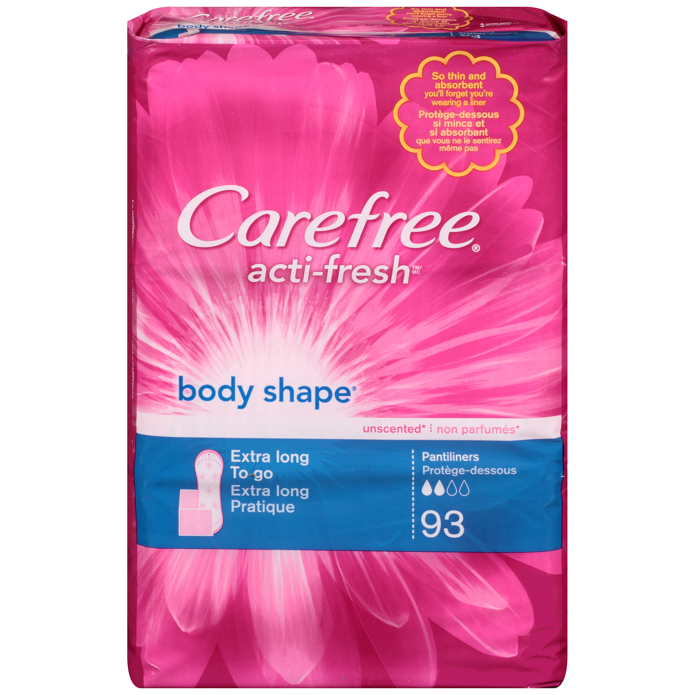 UPC 078300069935 product image for Carefree Acti Fresh Body Shape Extra Long To Go Pantiliners 93 CT PACK - PLAYTEX | upcitemdb.com