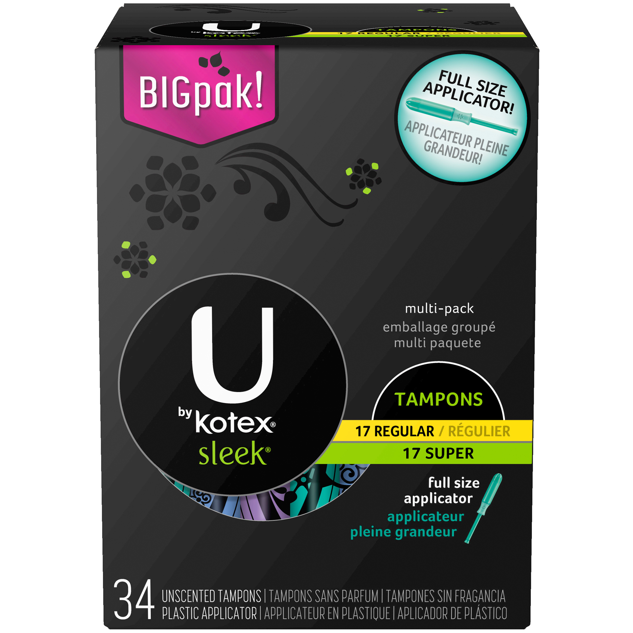 UPC 036000426663 product image for Kotex Tampons 34 CT BOX - KIMBERLY-CLARK/HOUSEHOLD PRODUCTS DIV. | upcitemdb.com