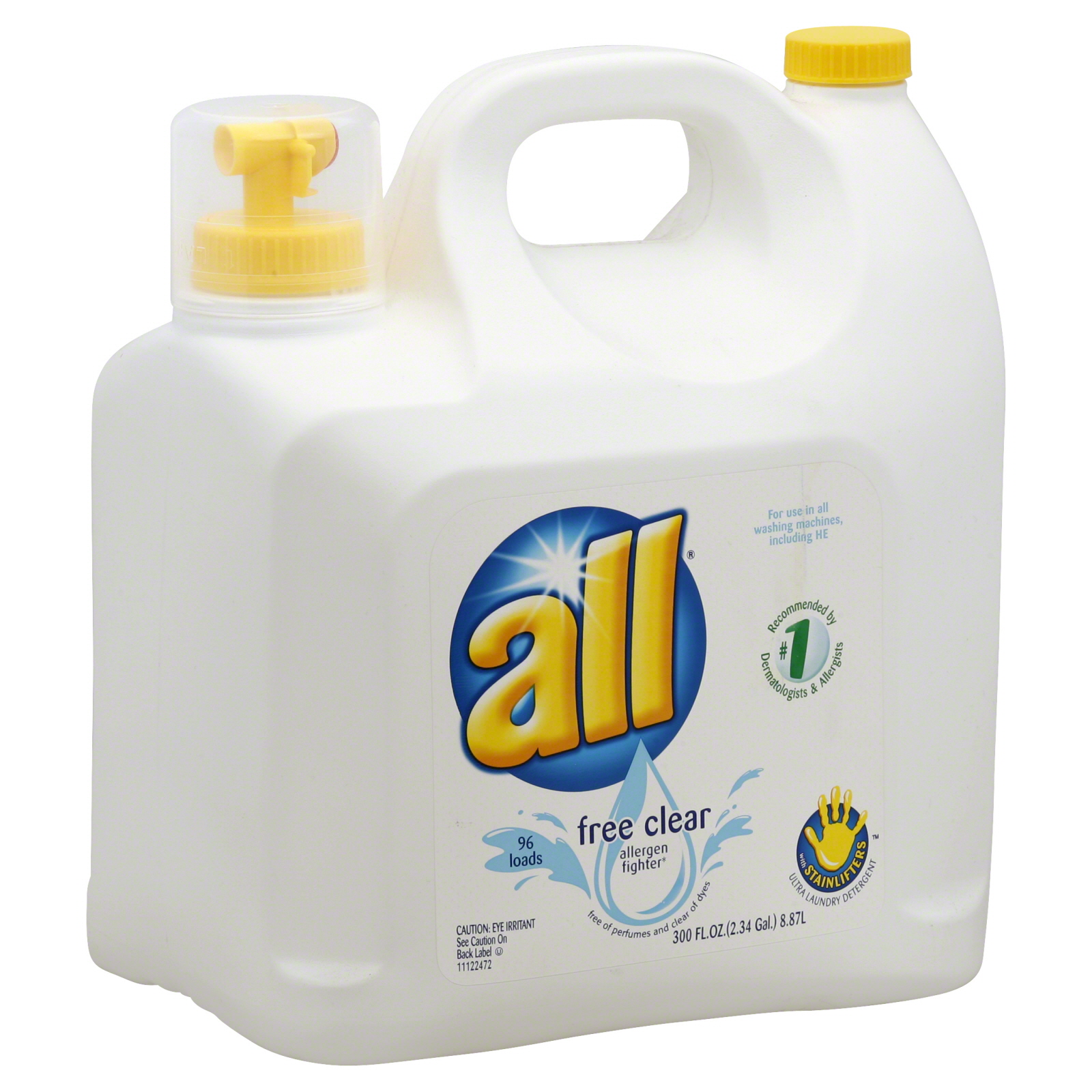 All Free Clear Laundry Detergent, 2X Ultra Concentrated, 300 fl oz (2.34 gal) 8.87 lt at mygofer.com